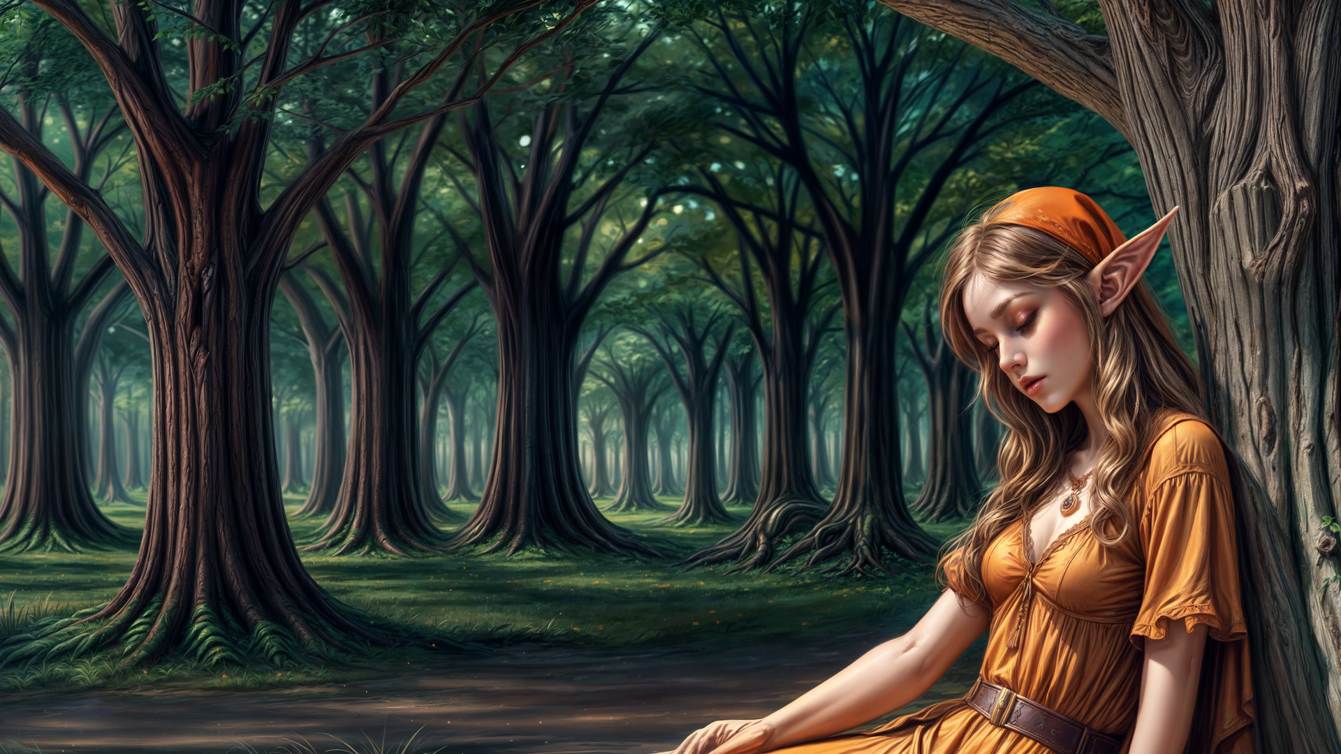 绚丽精灵 女人 奇幻艺术 森林 AI艺术 电脑 壁纸 3840×2160