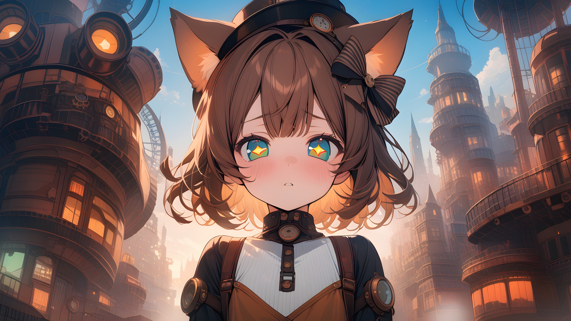 猫耳朵 动漫女孩 AI艺术 电脑 4K高清壁纸 5376×3072