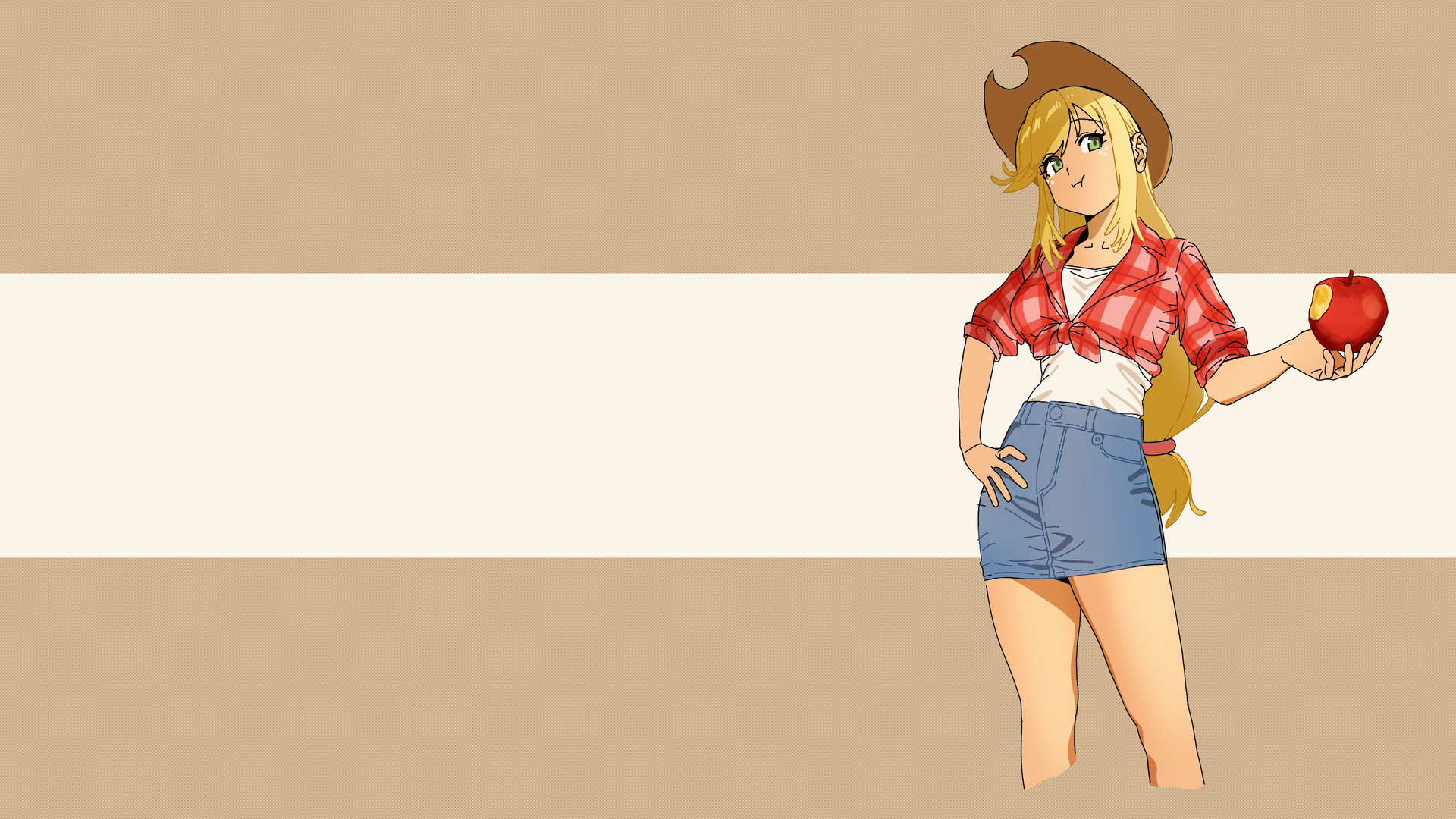 苹果夹克 牛仔 看着观众 长发 动漫女孩 电脑 壁纸 3840×2160