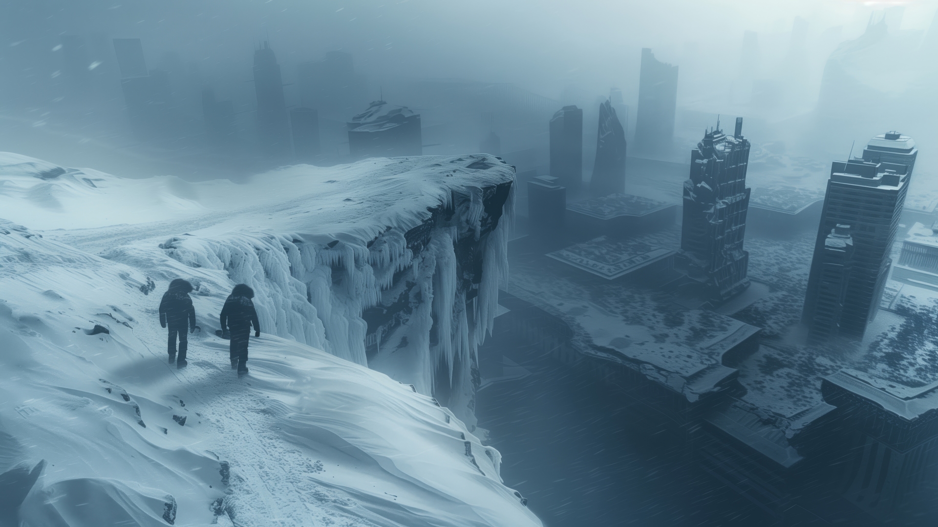 经典AI艺术 南极洲 废墟 雪 冬天 城市 电脑 壁纸 5824×3264