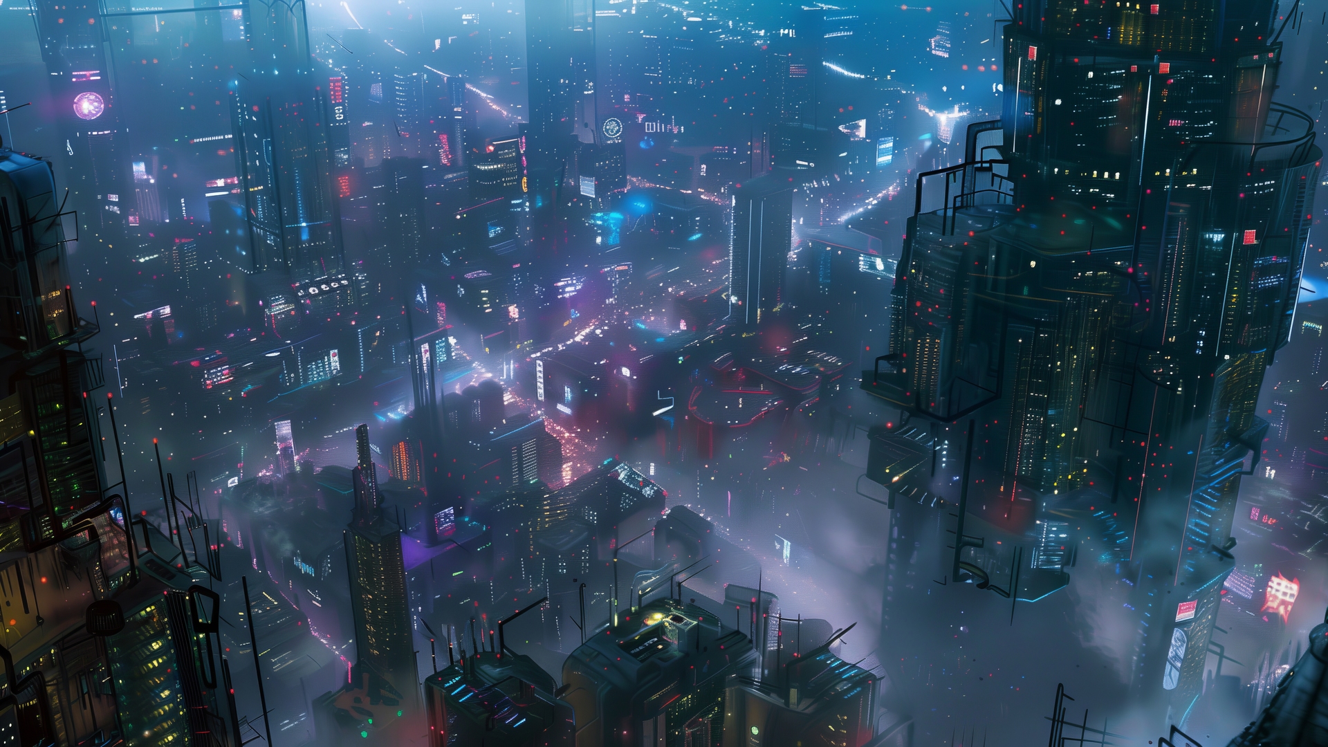 AI艺术 赛伯朋克 城市 概念艺术 插图 电脑 壁纸 5824×3264