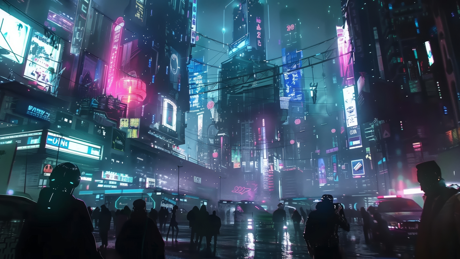 AI艺术 赛伯朋克 城市景观 霓虹灯 电脑 4K壁纸 5824×3264