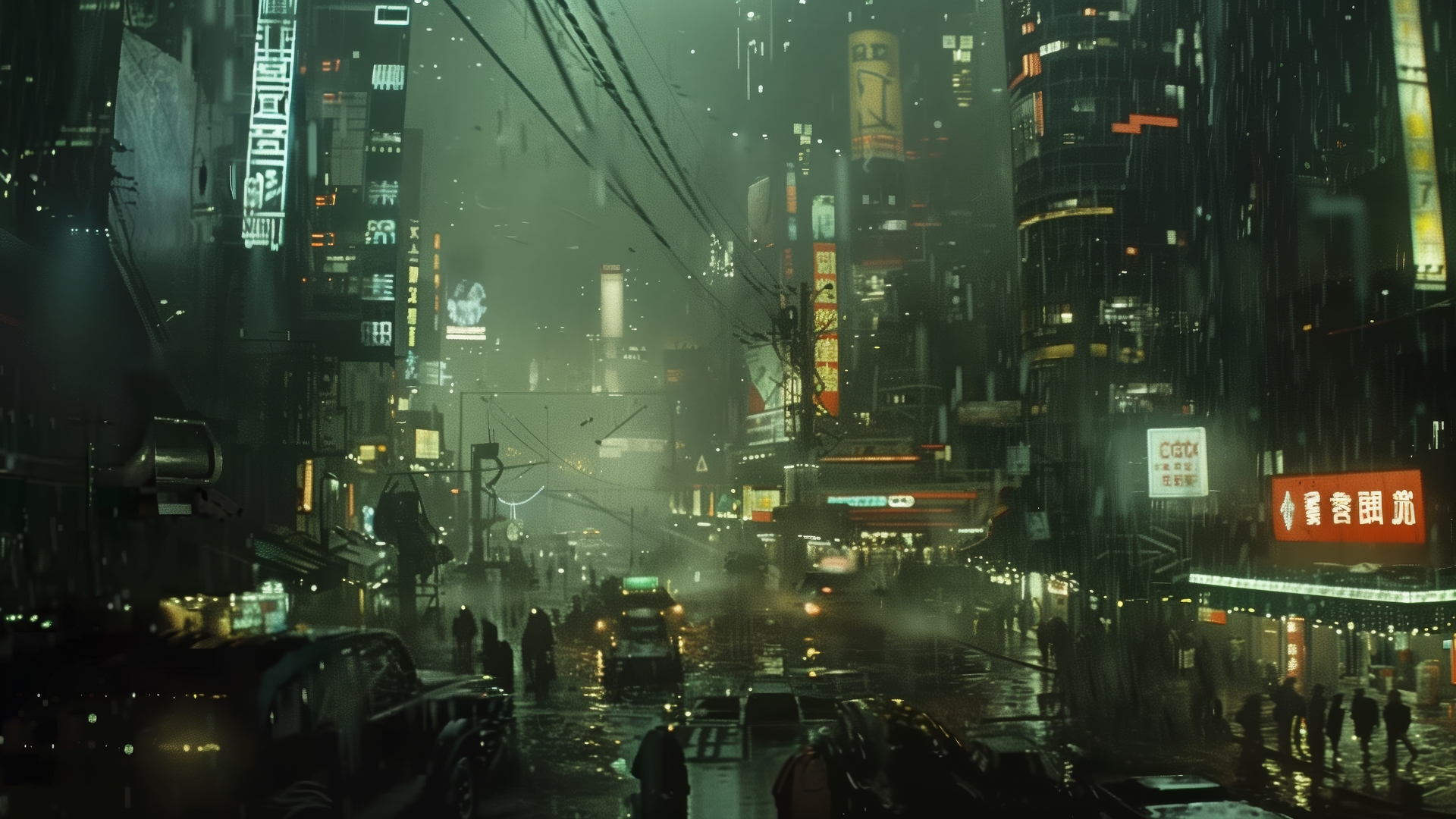 AI艺术 赛伯朋克 城市景观 霓虹灯 电脑 壁纸 5824×3264