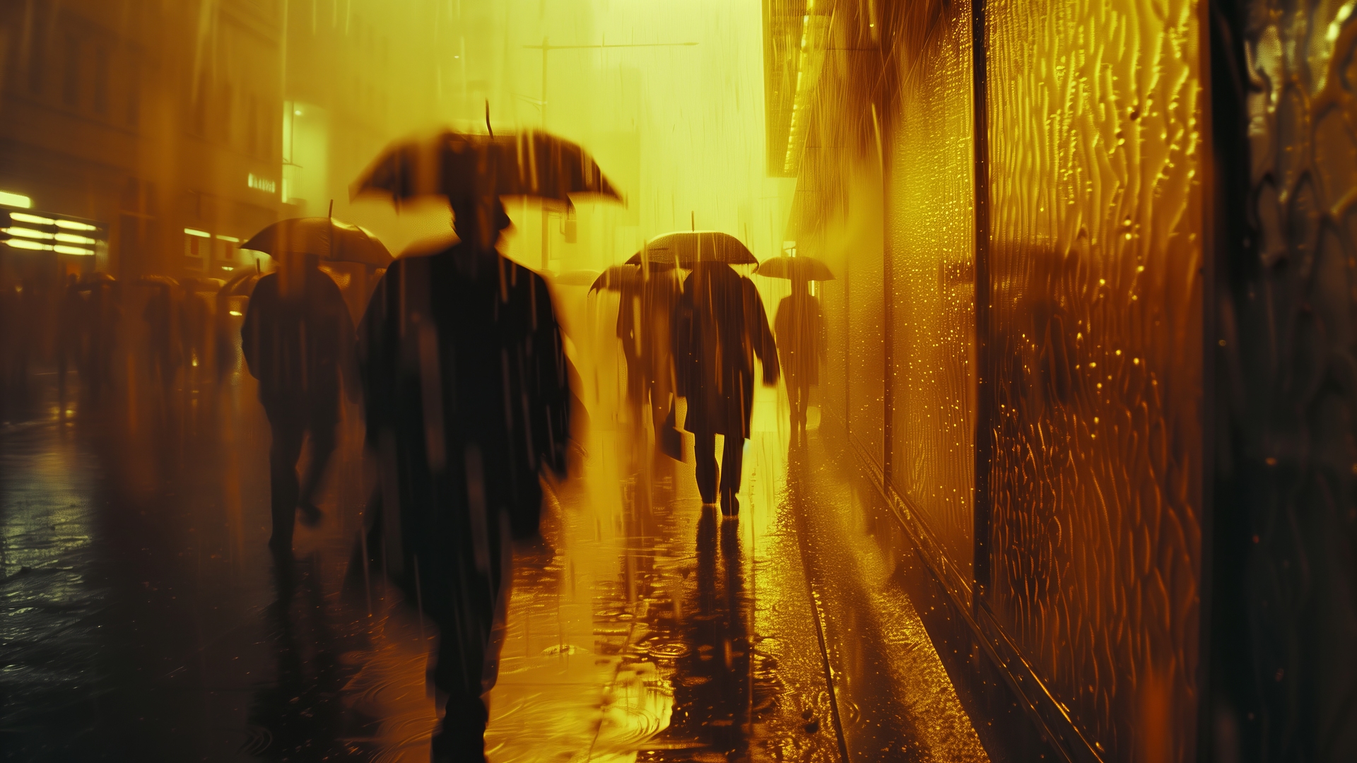 外套 AI艺术 雨伞 黄色 雨 电脑 壁纸 5824×3264