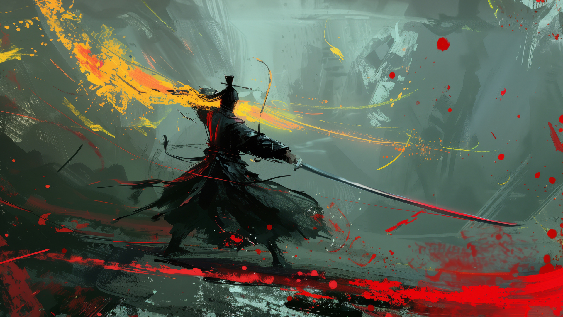 热门武士 人工智能艺术 插图 剑 绘画 电脑 无水印壁纸 5824×3264