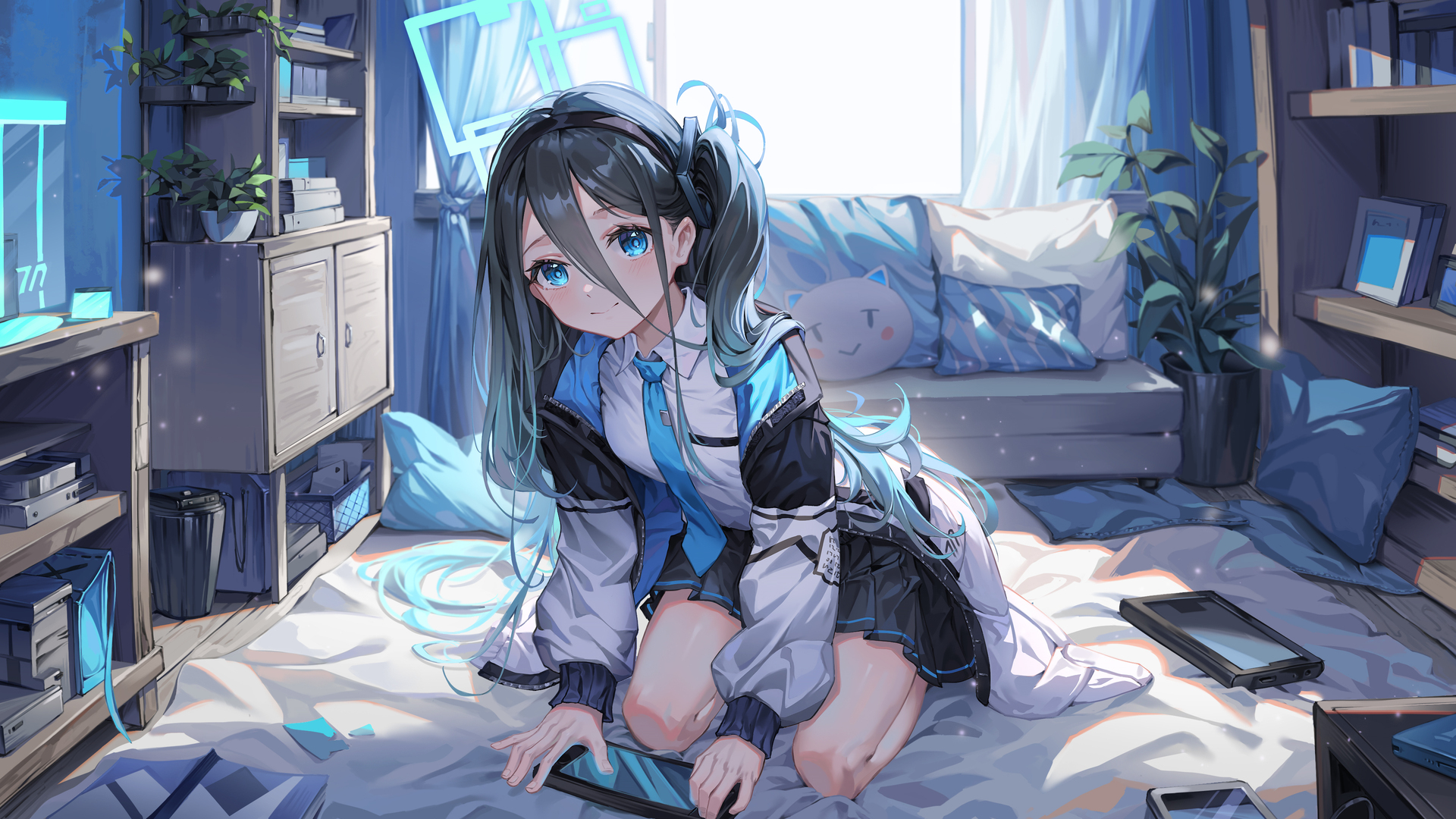 长发 看着观众 蓝眼睛 蓝色档案 天斗爱丽丝 萝莉 电脑 壁纸 3840×2160