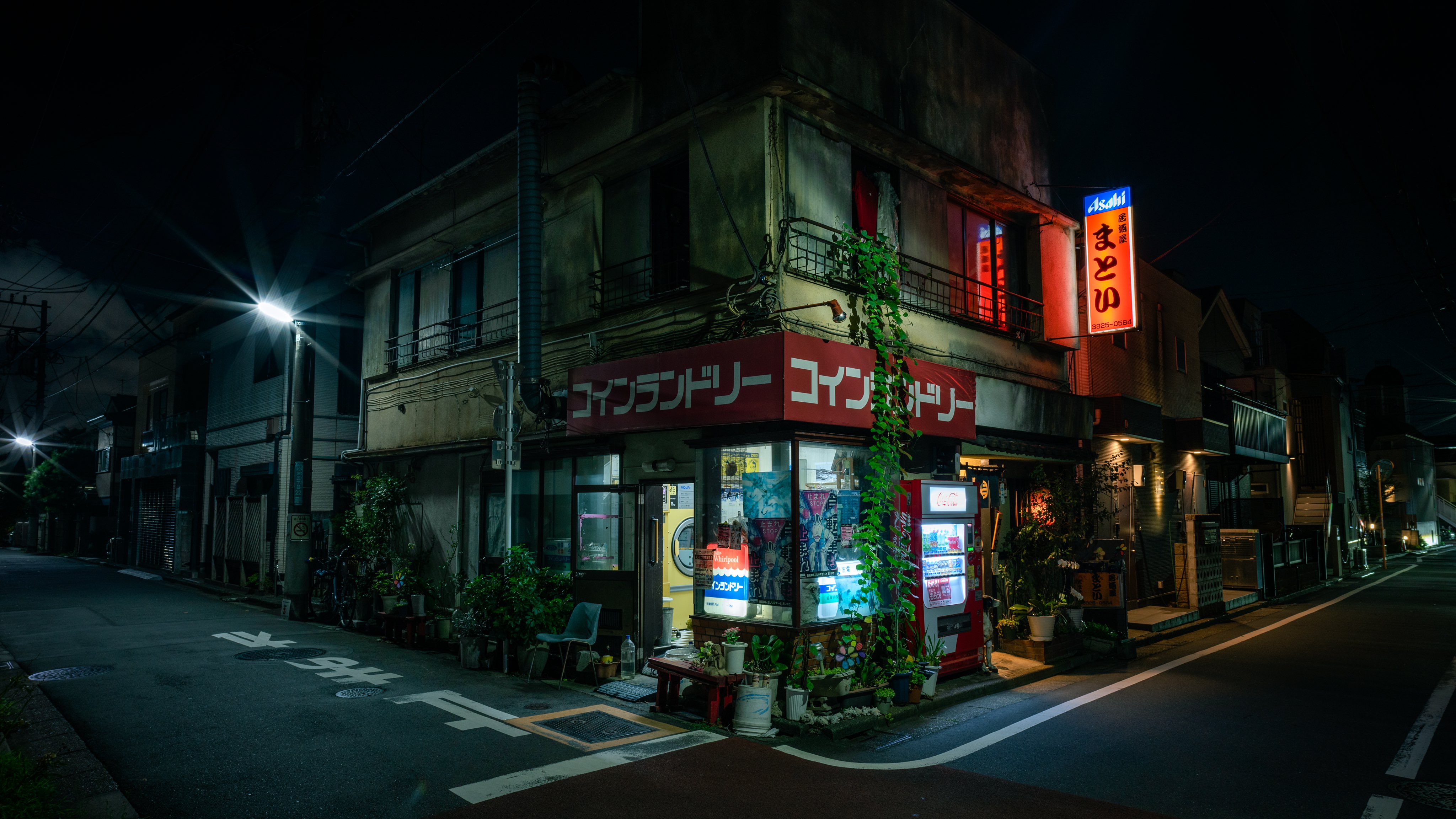 城市 假名 街道 夜 店面 电脑 无水印壁纸 4096×2304