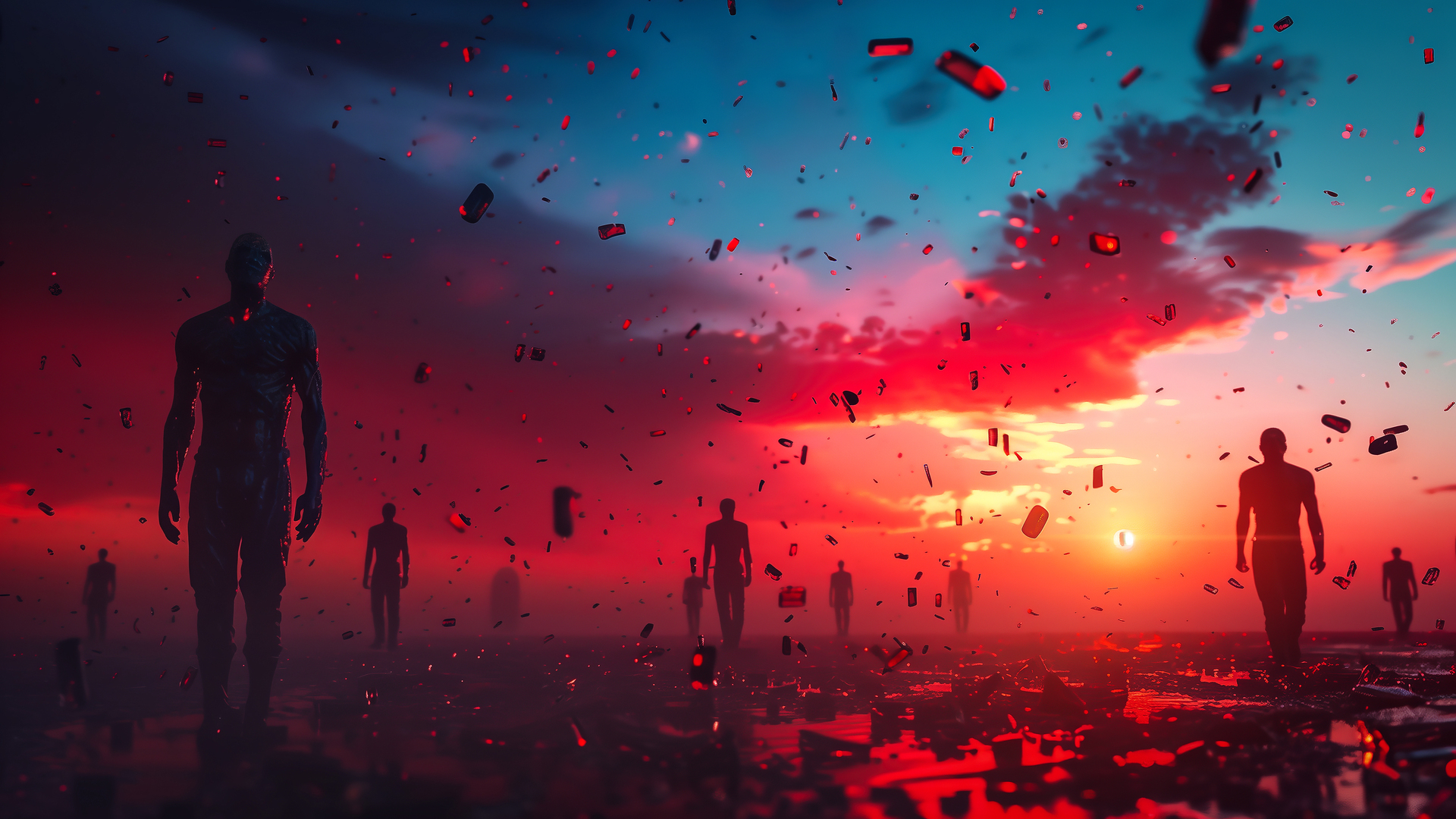 高清人形 抽象 日落 人工智能艺术 电脑 壁纸 3840×2160