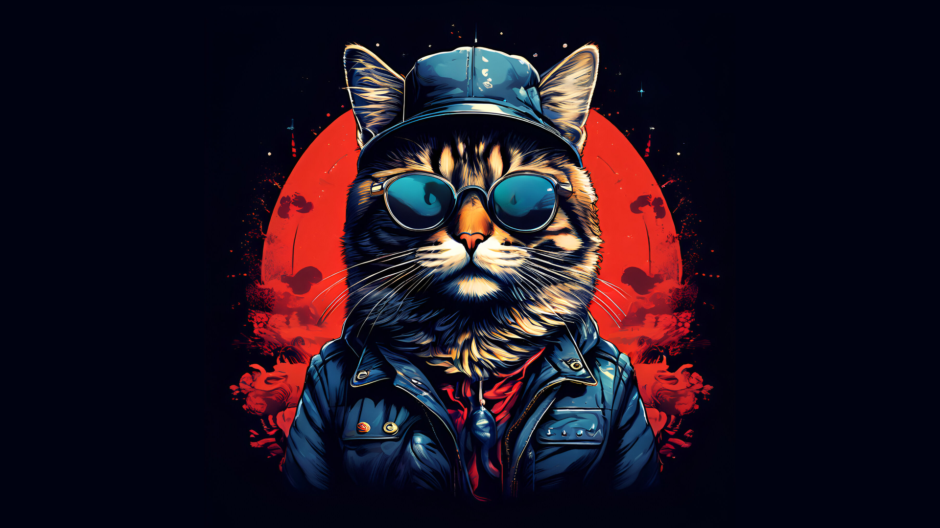 人工智能艺术 猫 太阳镜 电脑 壁纸 3840×2160