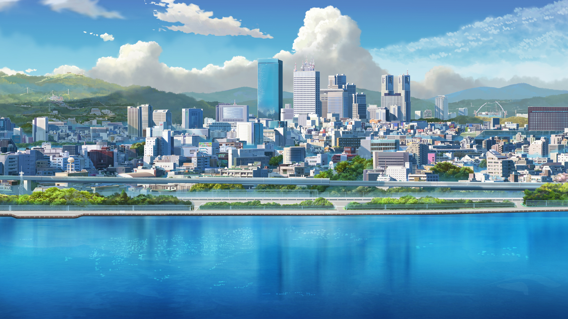 绝美城市景观 云 山 水 河 建筑 日光 电脑 壁纸 6018×2912