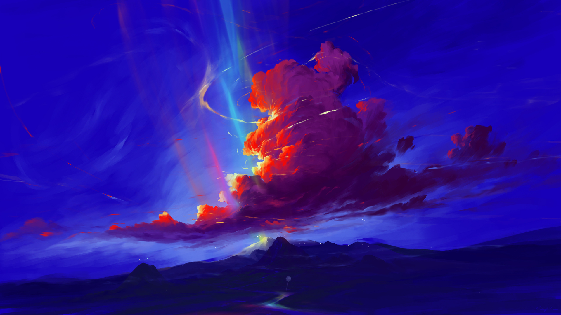 数字艺术 艺术品 插图 风景 云 山 天空 鸟 自然 电脑 无水印壁纸 3840×2160