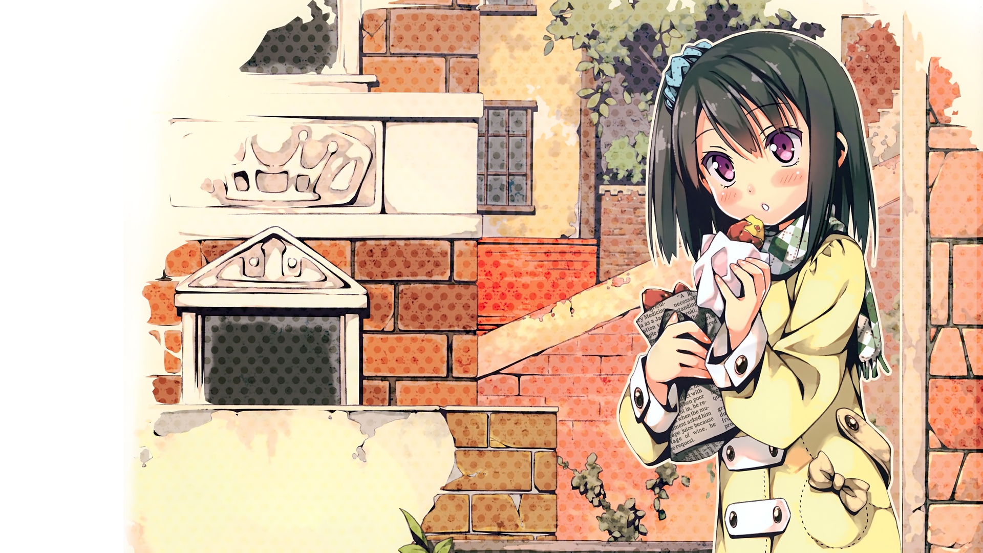 动漫女孩 糕点 电脑 无水印壁纸 4987×3131