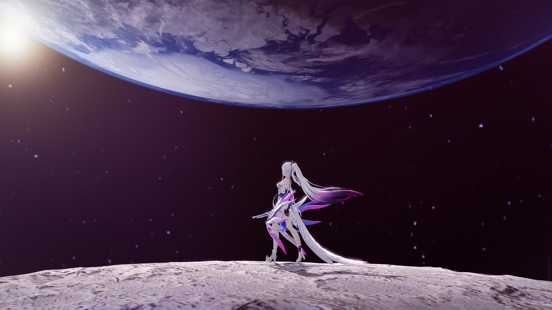 长发 看着离开 步行 行星 星的天空 空间 星星 电脑 壁纸 3840×2160