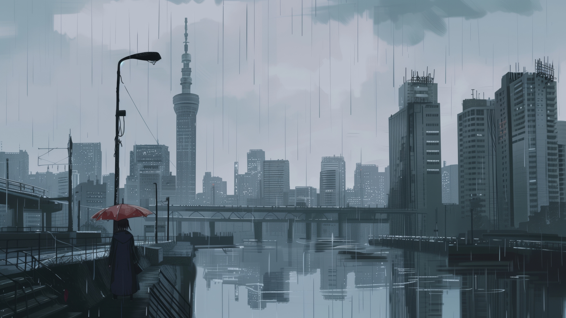 热门插图 城市 天际线 雨 电脑 壁纸 5824×3264