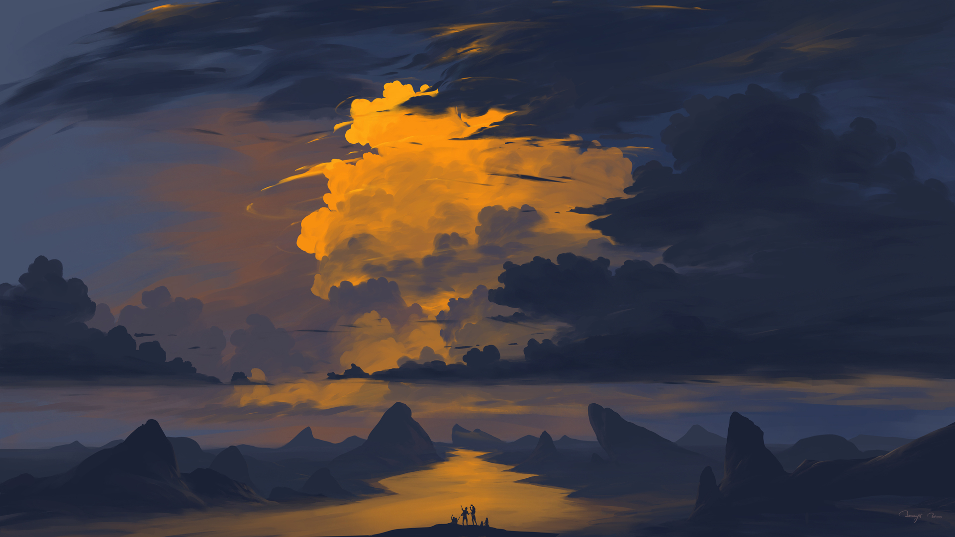 热门插图 风景 云 日落 天空 山 河 自然 电脑 高清壁纸 3840×2160