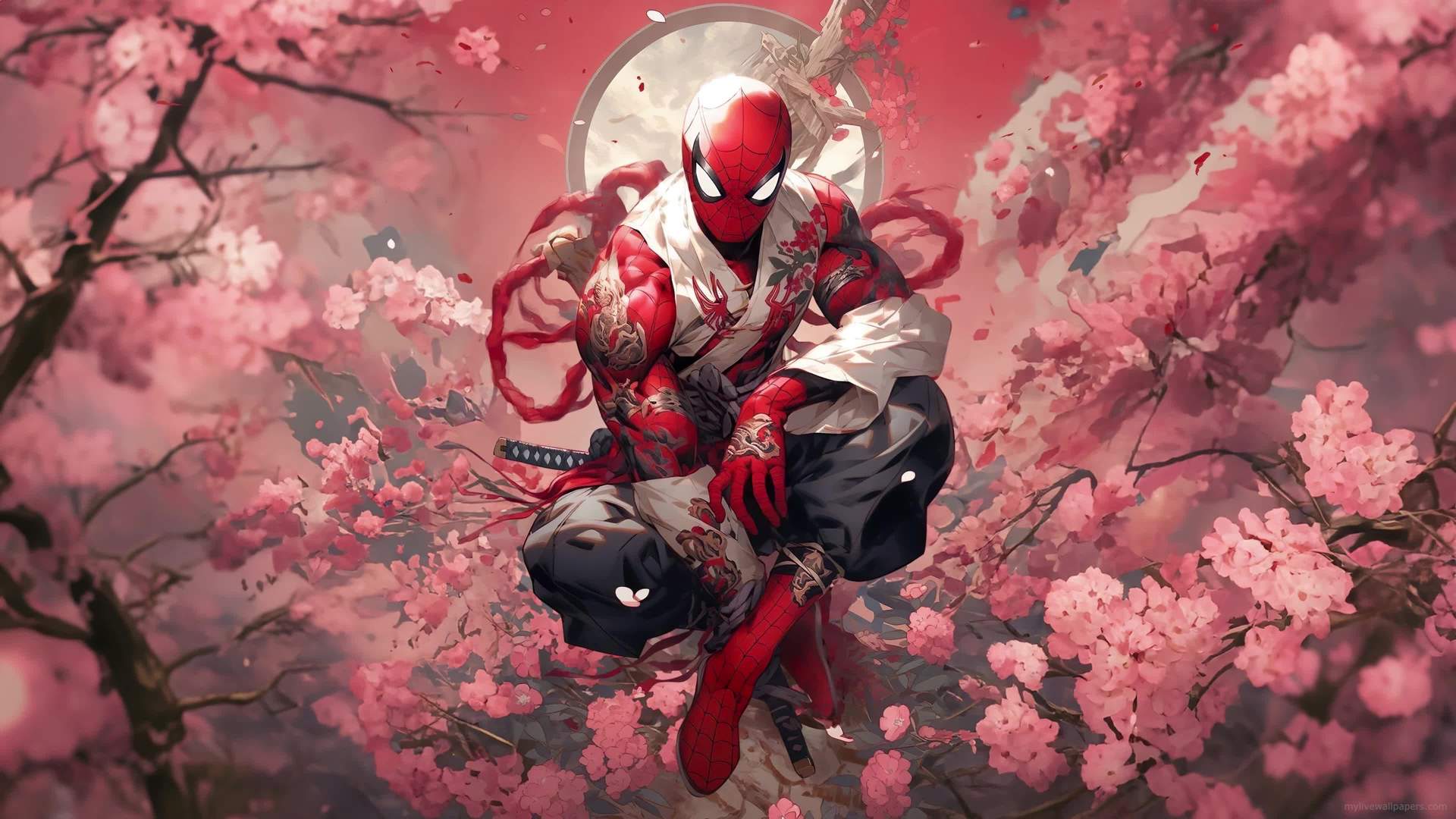 艺术品 蜘蛛侠 漫威漫画 樱花 电脑 高清壁纸 3840×2160