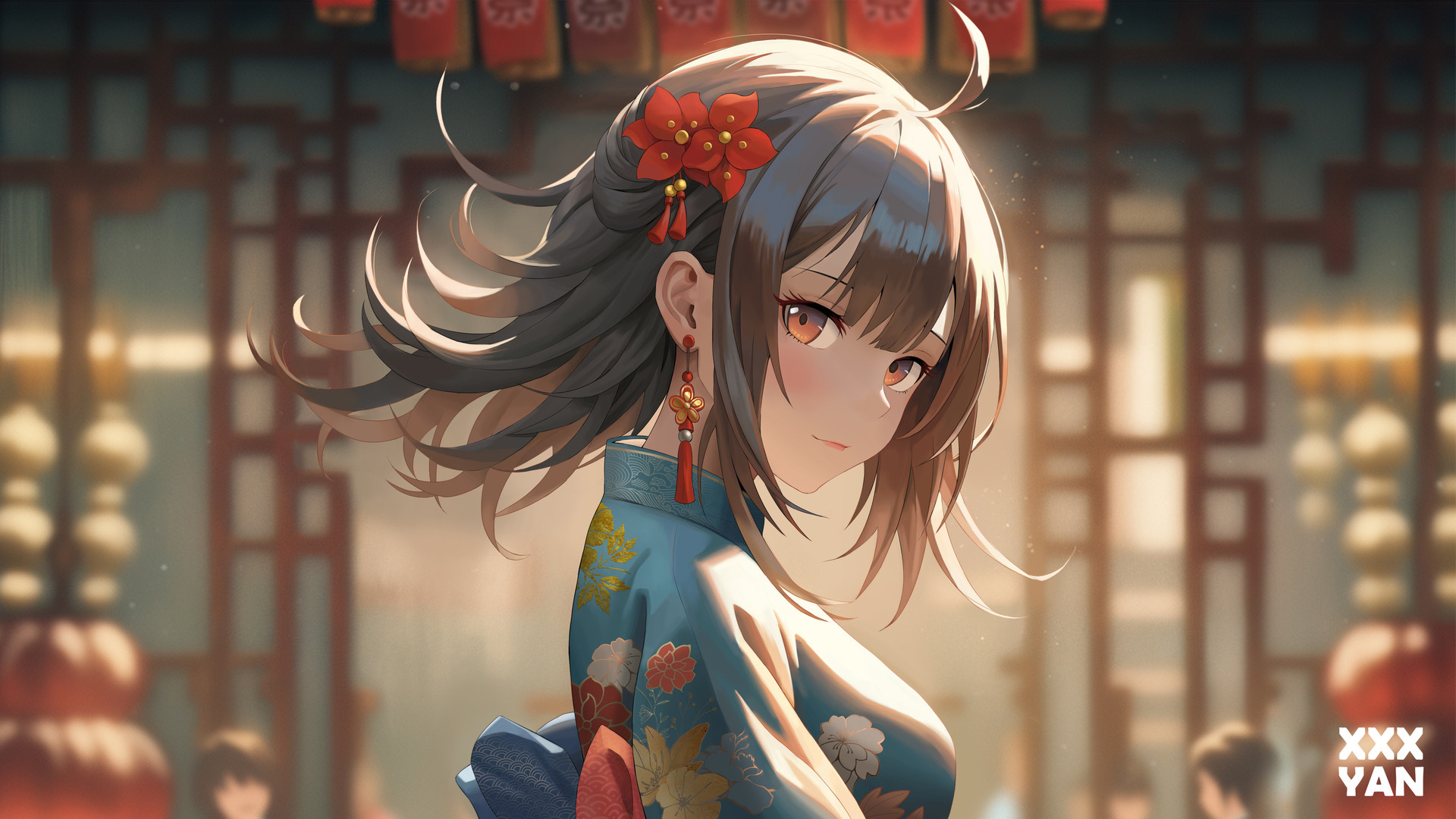 黑发 动漫女孩 女艺人 电脑 无水印壁纸 3840×2160