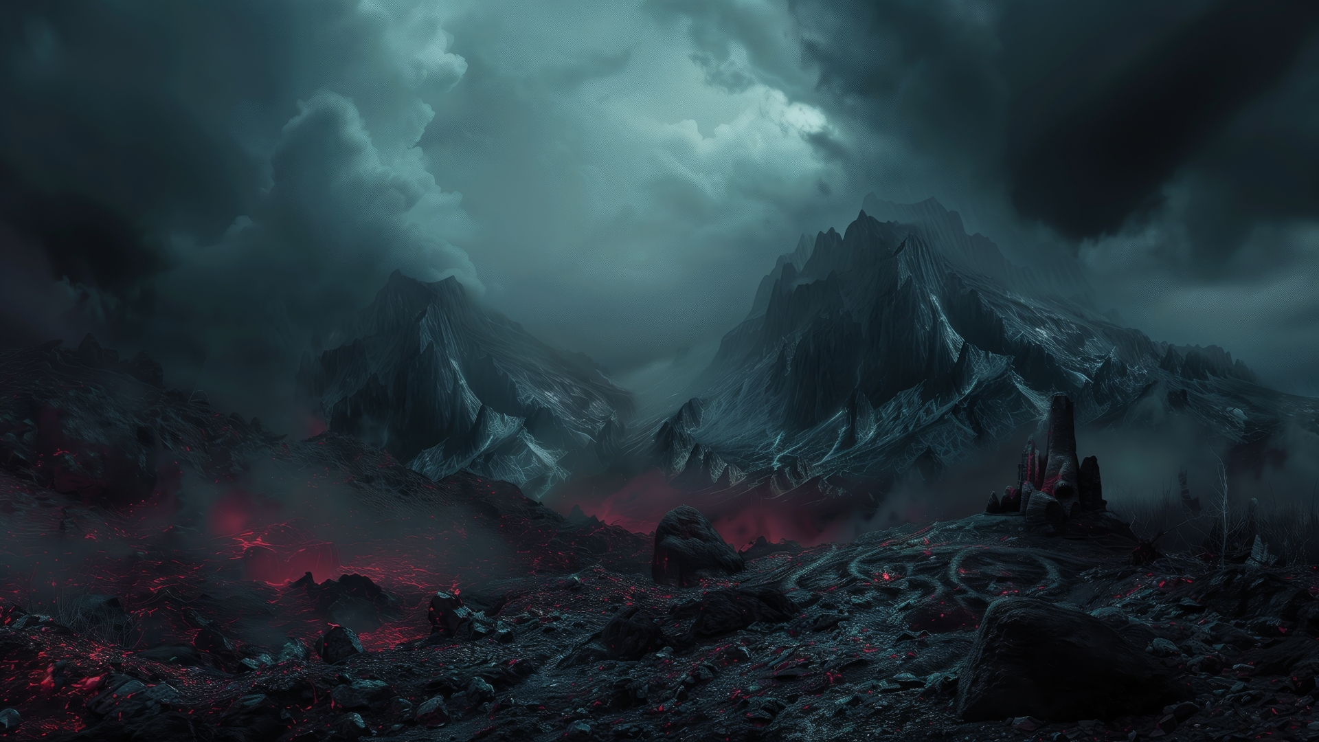 精选魔幻 火山 云 荒地 灰烬 电脑贴纸 4K贴纸 壁纸 5824×3264