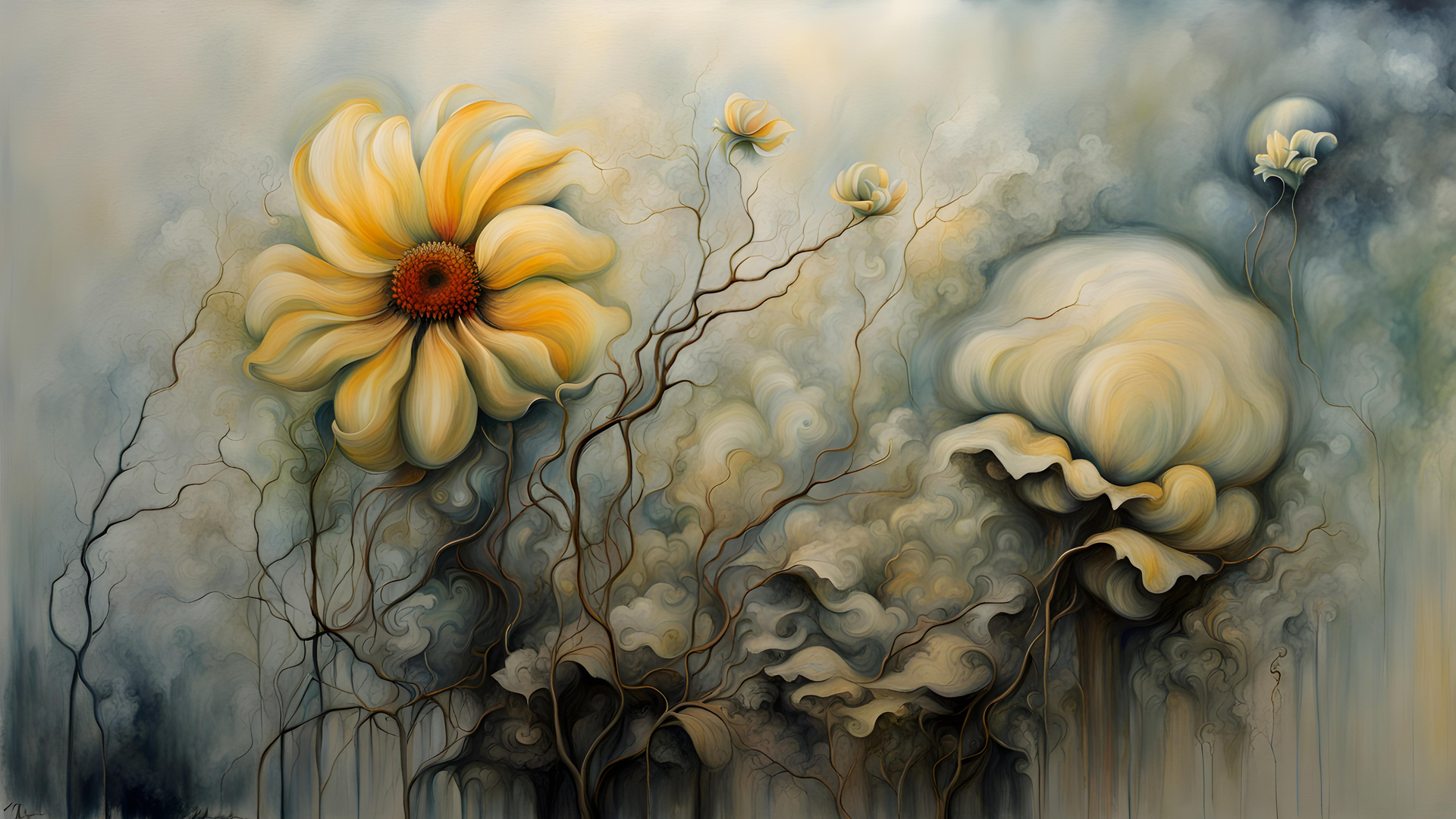 抽象 油画 花卉 电脑贴纸 4K贴纸 4K高清壁纸 5376×3072