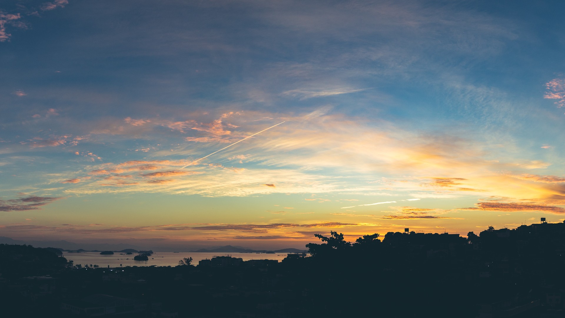 天空 早晨 云 飞机 水 蓝天 太阳 电脑 壁纸 7258×2864
