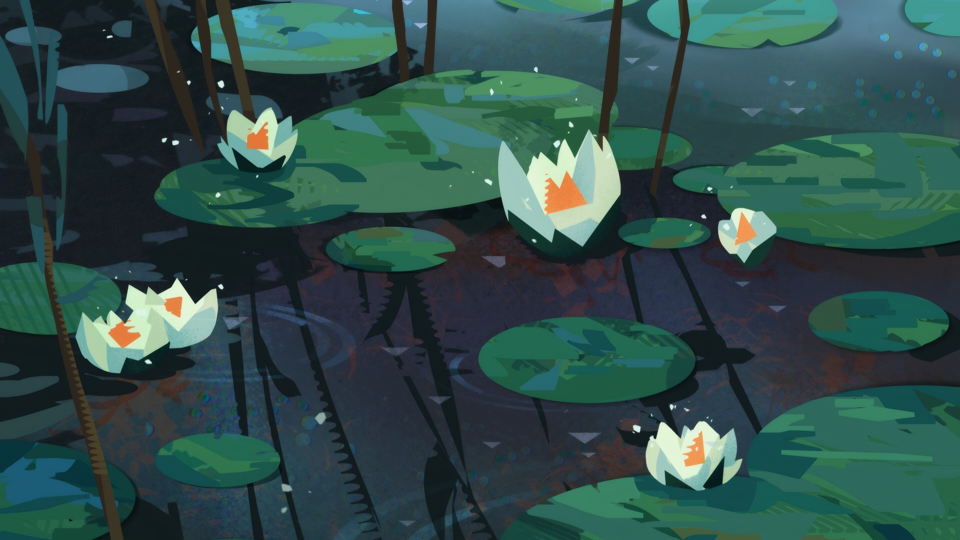 鲜花 数字艺术 艺术品 睡莲 绘画 设计 电脑 无水印壁纸 3840×2160
