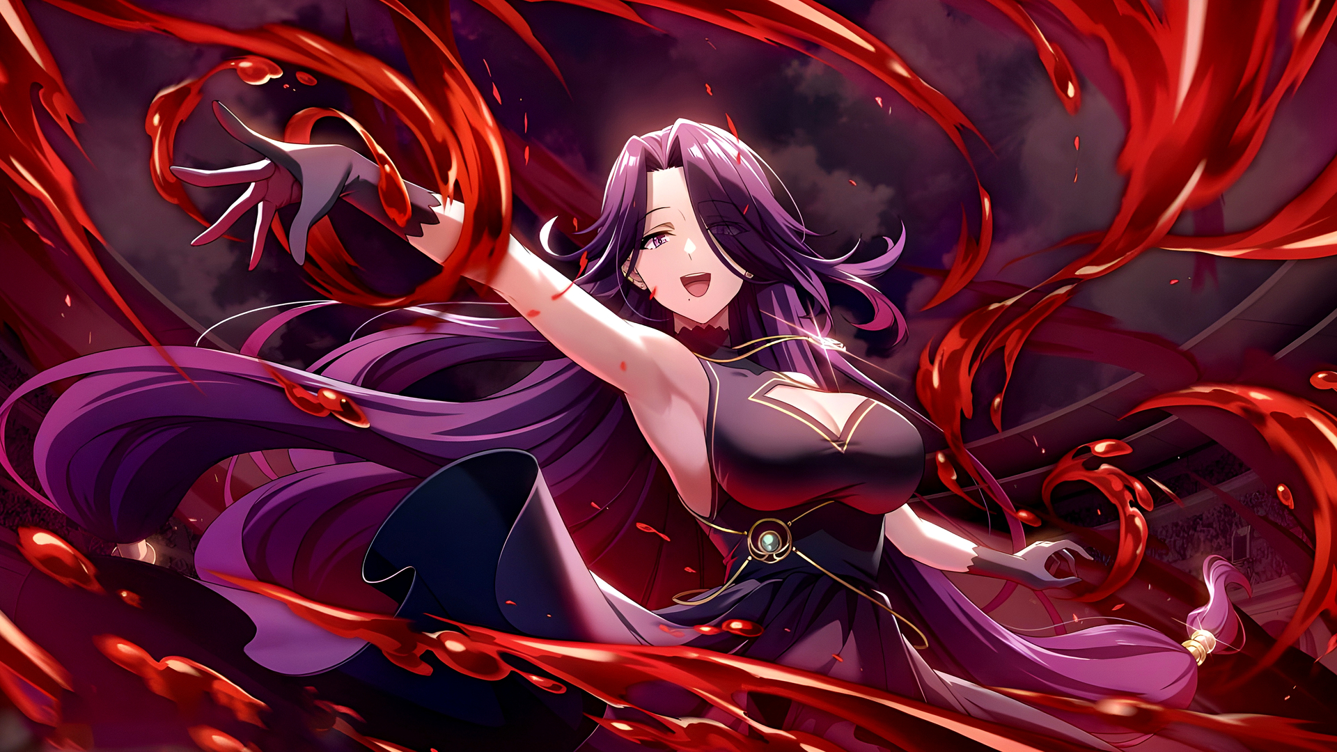 精选动漫 动漫女孩 紫色眼睛 暗影 灾厄魔女 奥罗拉 高清壁纸 3840×2160