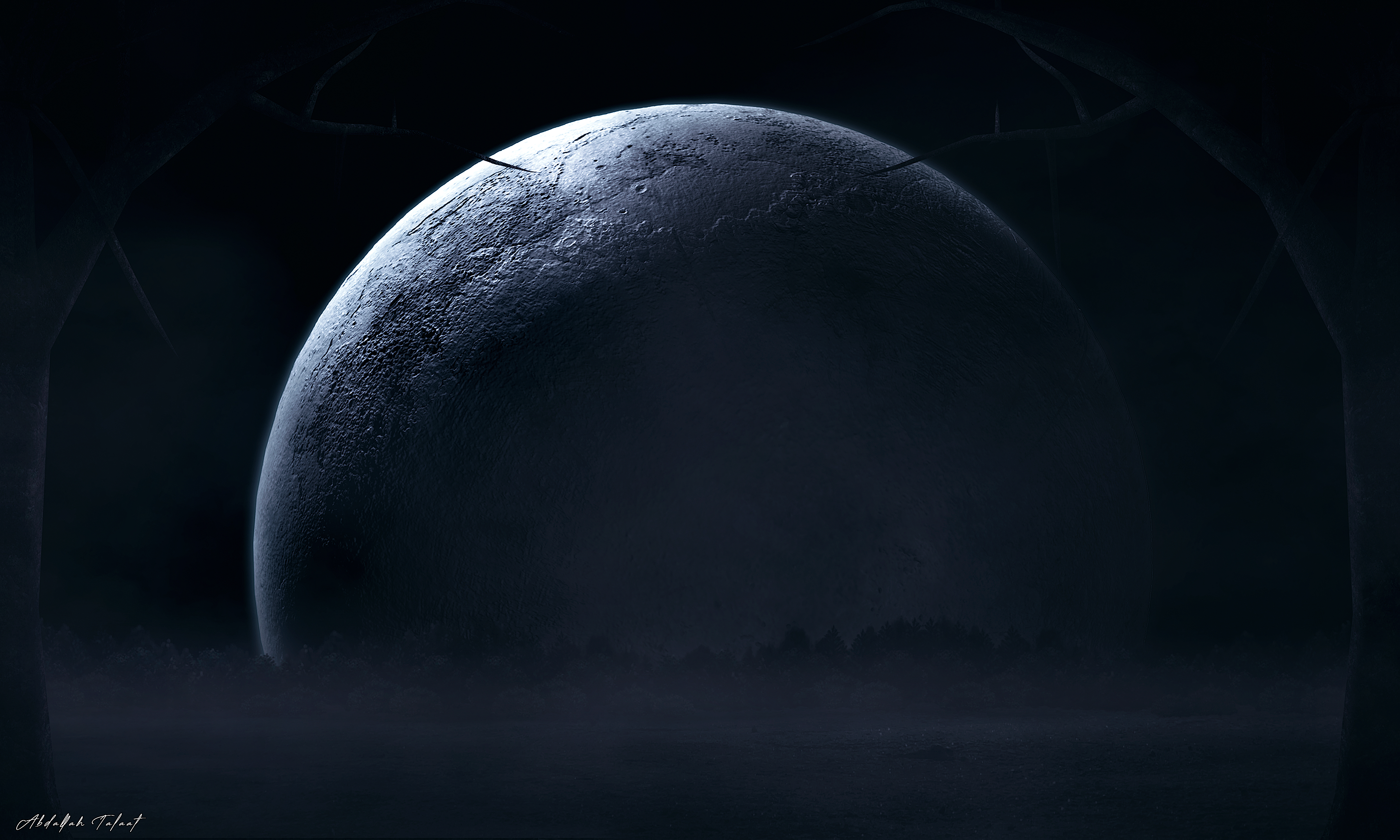 数字艺术 星球 陨石坑 4K高清壁纸 5000×3000
