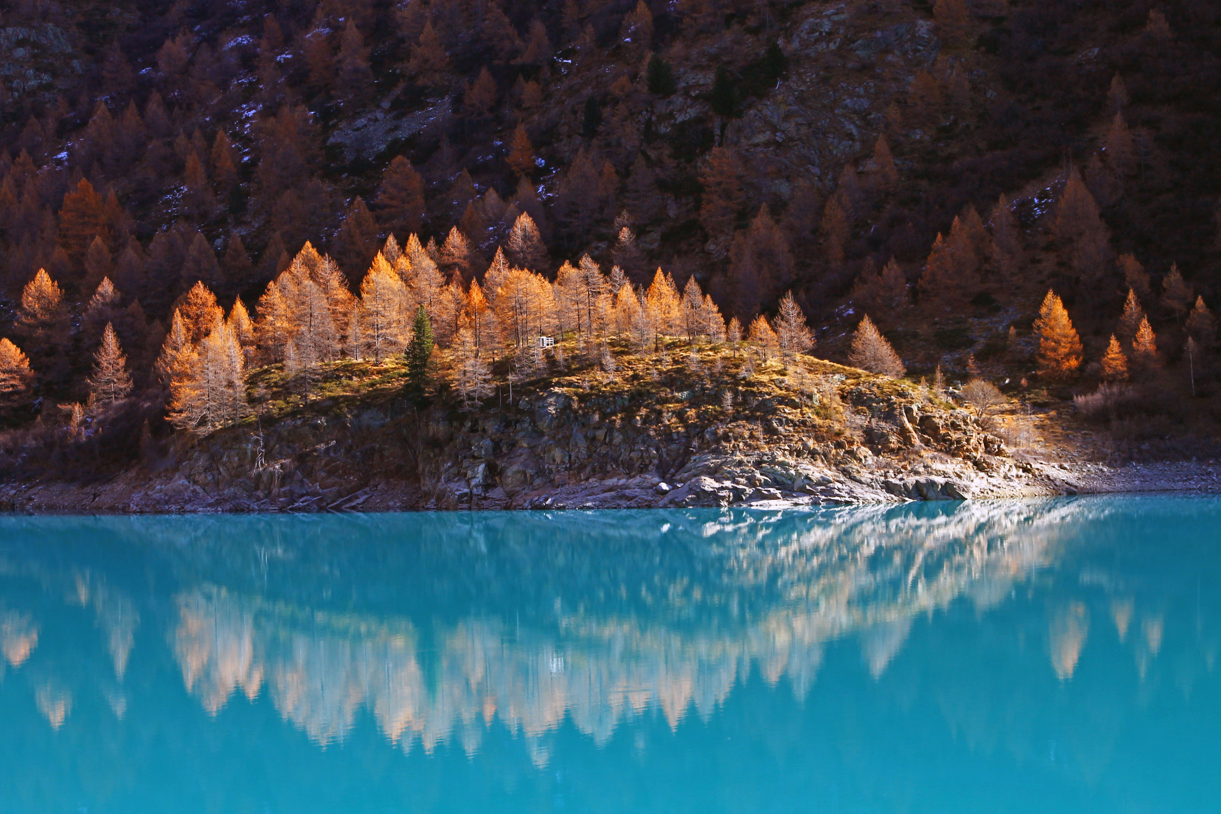 热门景观 水 树木 秋天 岩石 云杉 河流 湖泊 自然 高清壁纸 4272×2848