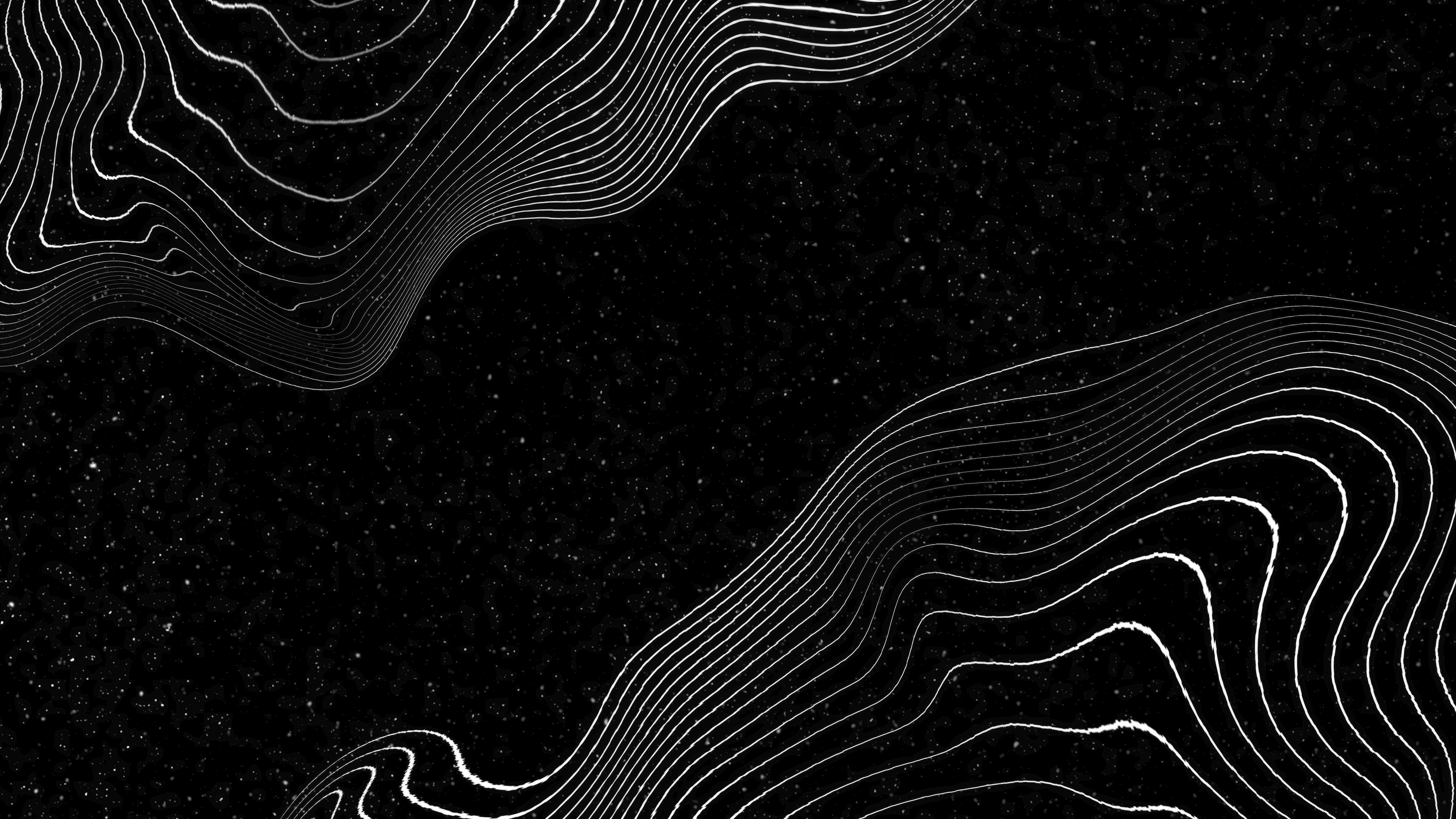 高清单色 极简主义 波浪 线条 抽象 星星 空间 手机壁纸 5000×2812