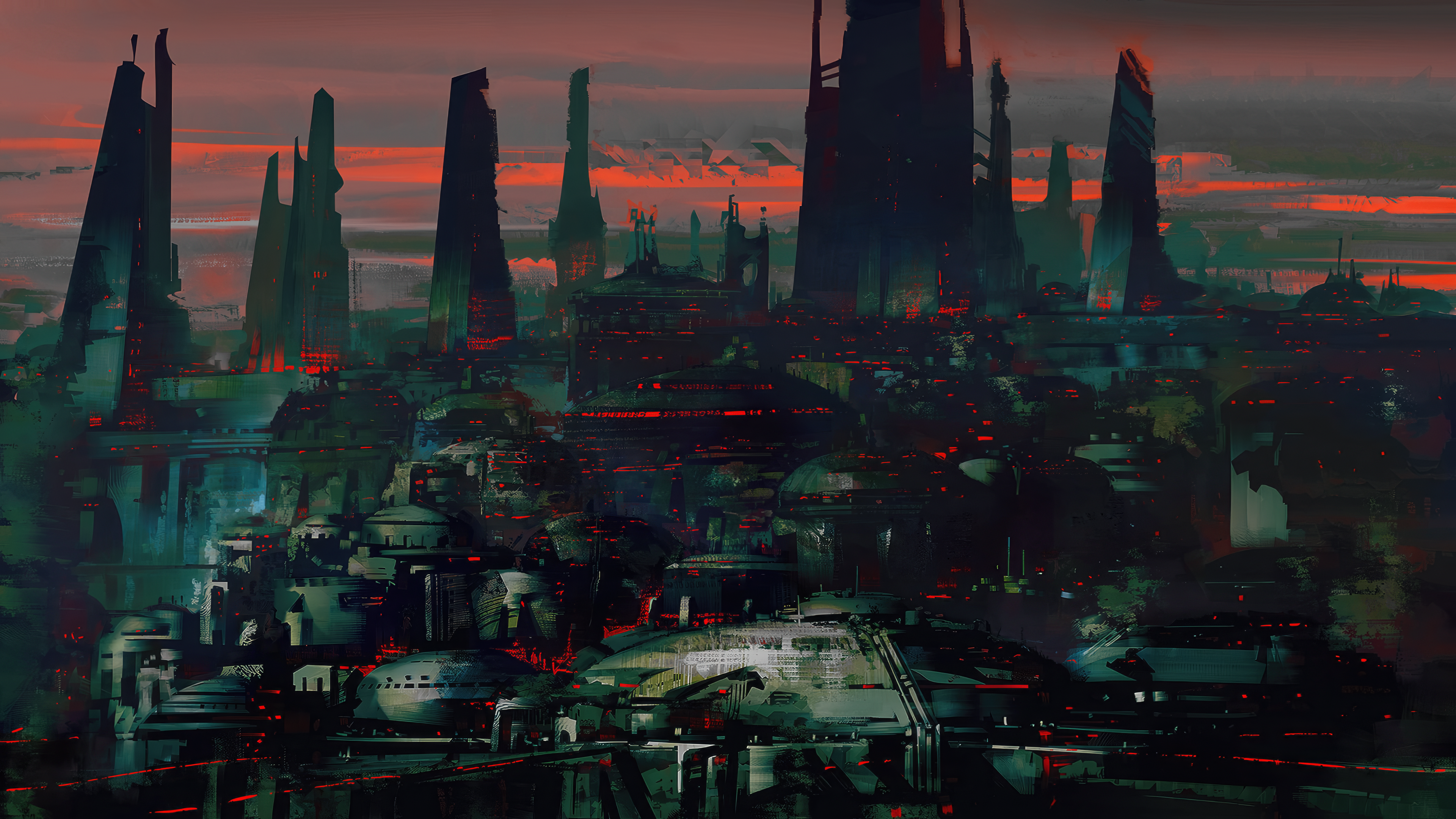 精选建筑 城市 抽象 日落 数字 艺术 方舟 塔 4K壁纸 3840×2160