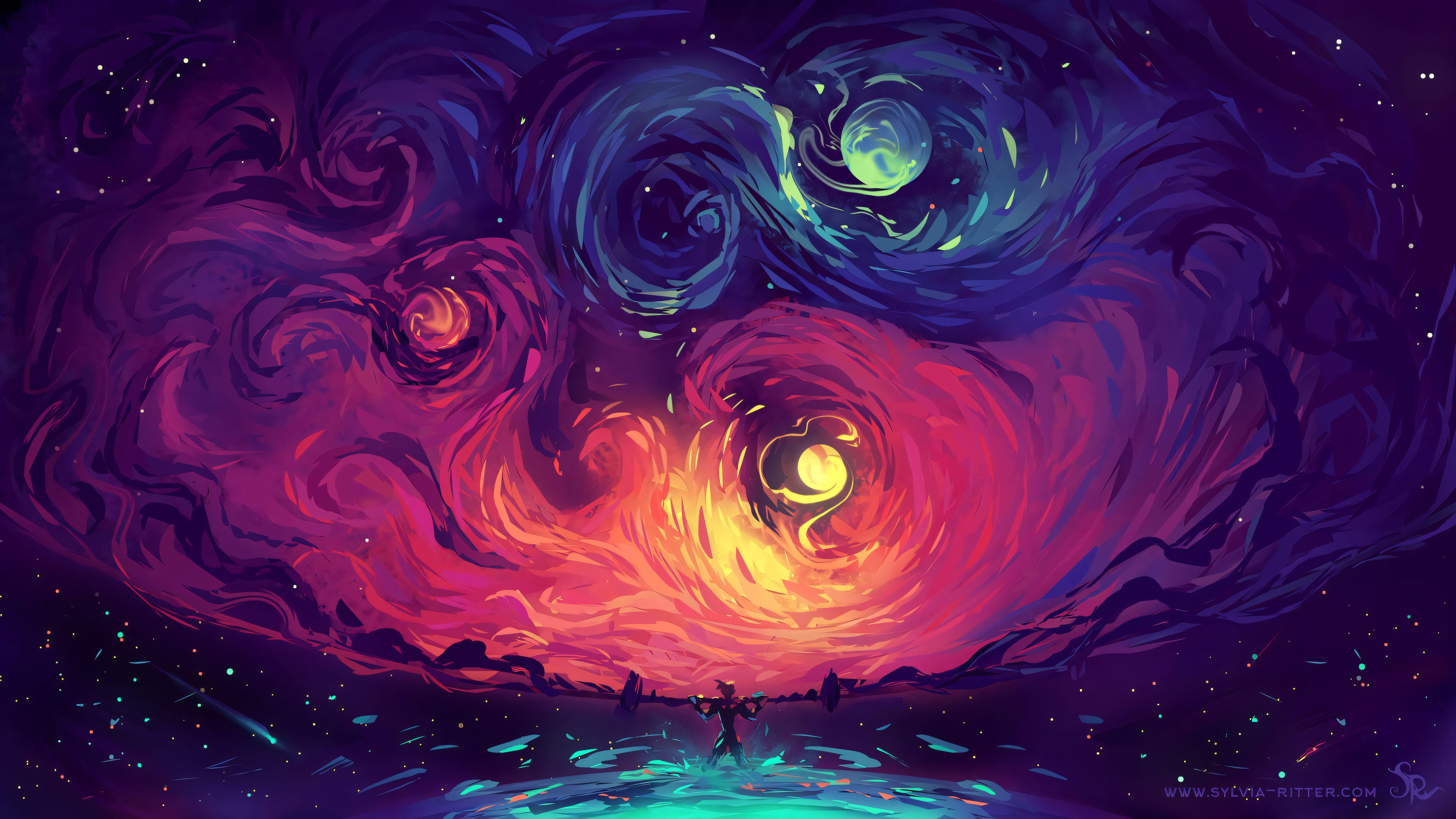 色彩缤纷 欢乐 太空 星球 发光 数字艺术 升级 桌面壁纸 3840×2160