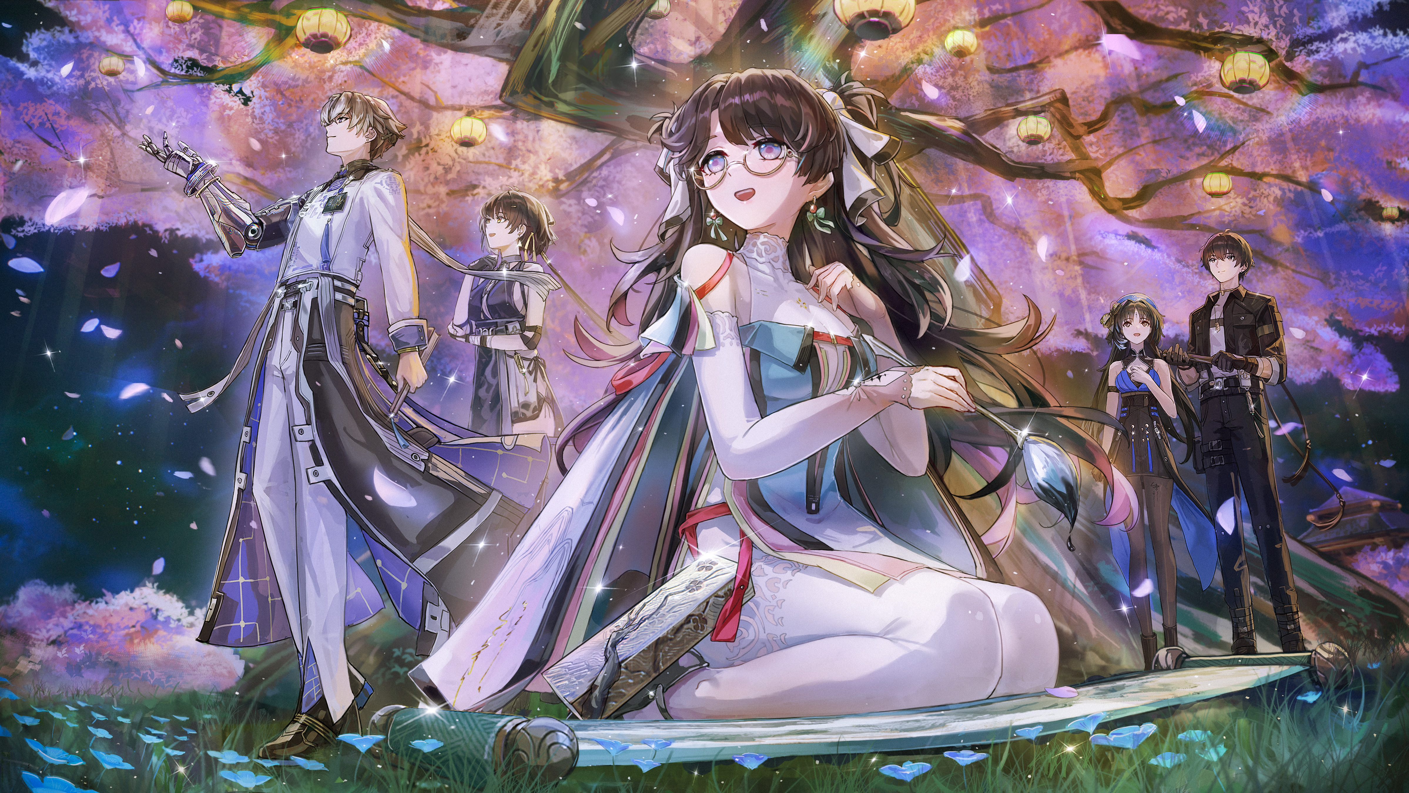 唯美电子 游戏 人物 微笑 女孩 流浪者 快乐 灯笼 画笔 绘画 手机壁纸 4795×2699