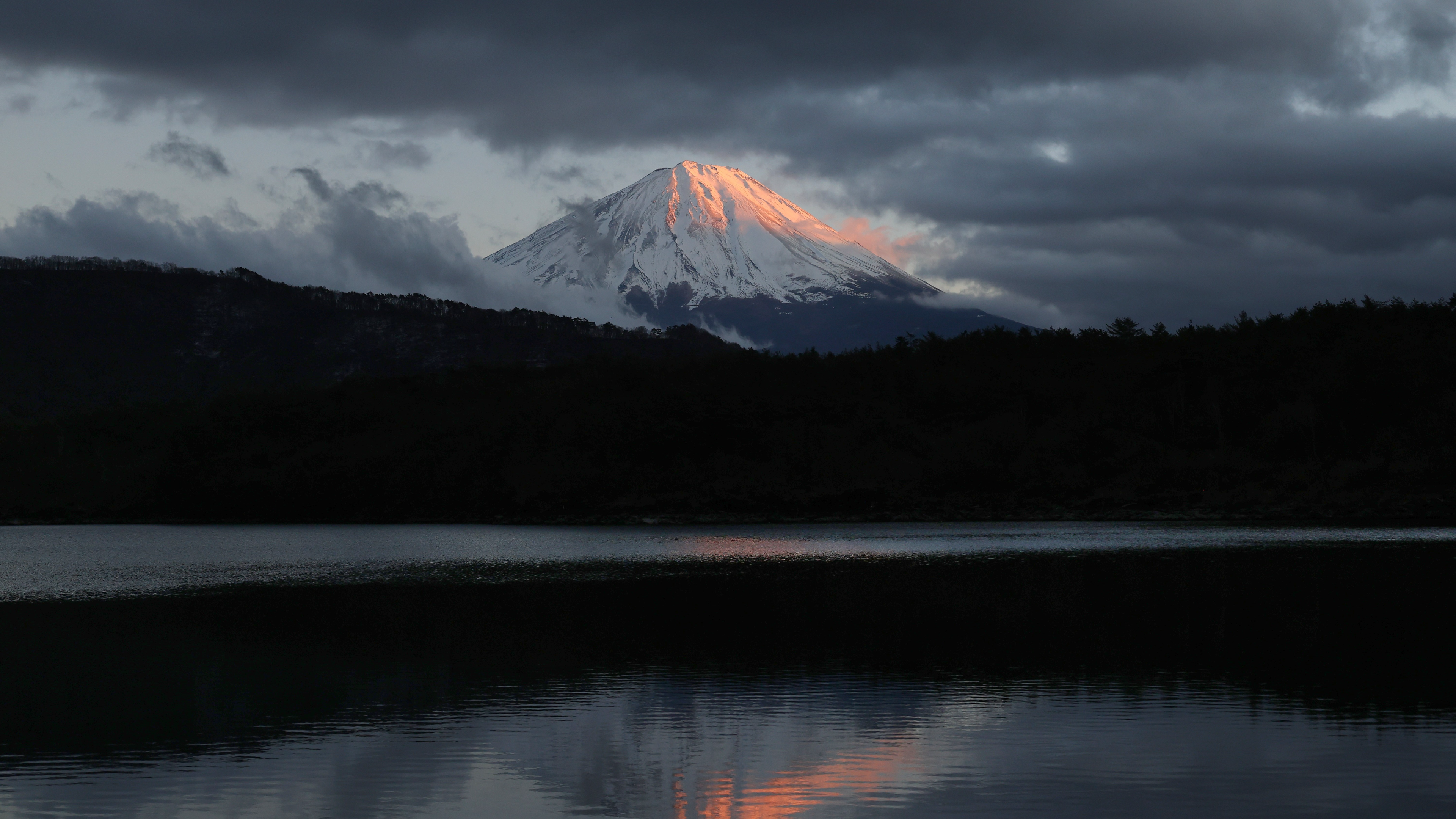 热门自然 风景 山 云 树 水 湖水 涟漪 雪山 高清壁纸 3840×2160