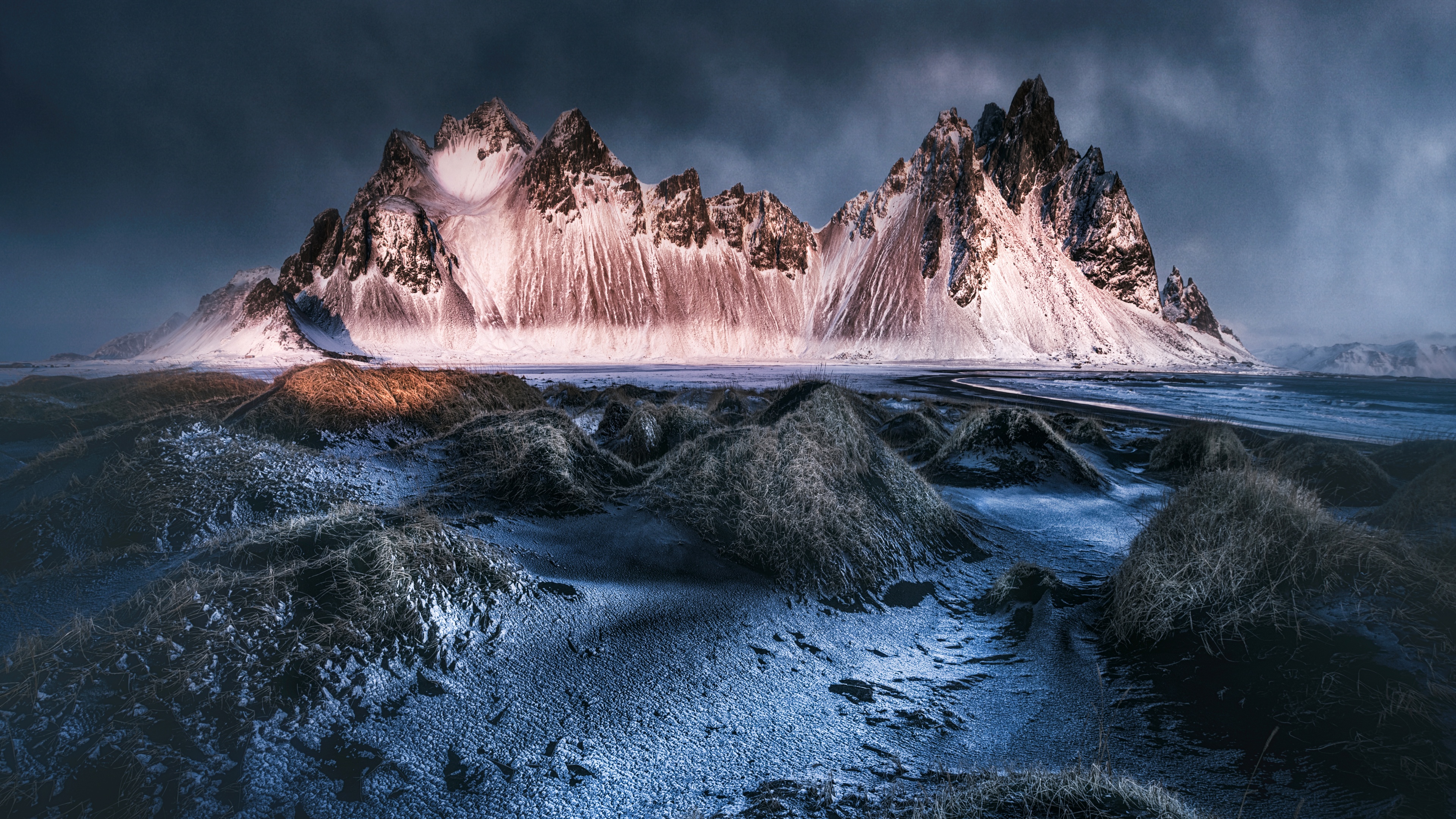 热门摄影 风景 山脉 自然 冰岛 沙子 海滩 阳光 高清壁纸 3840×2160