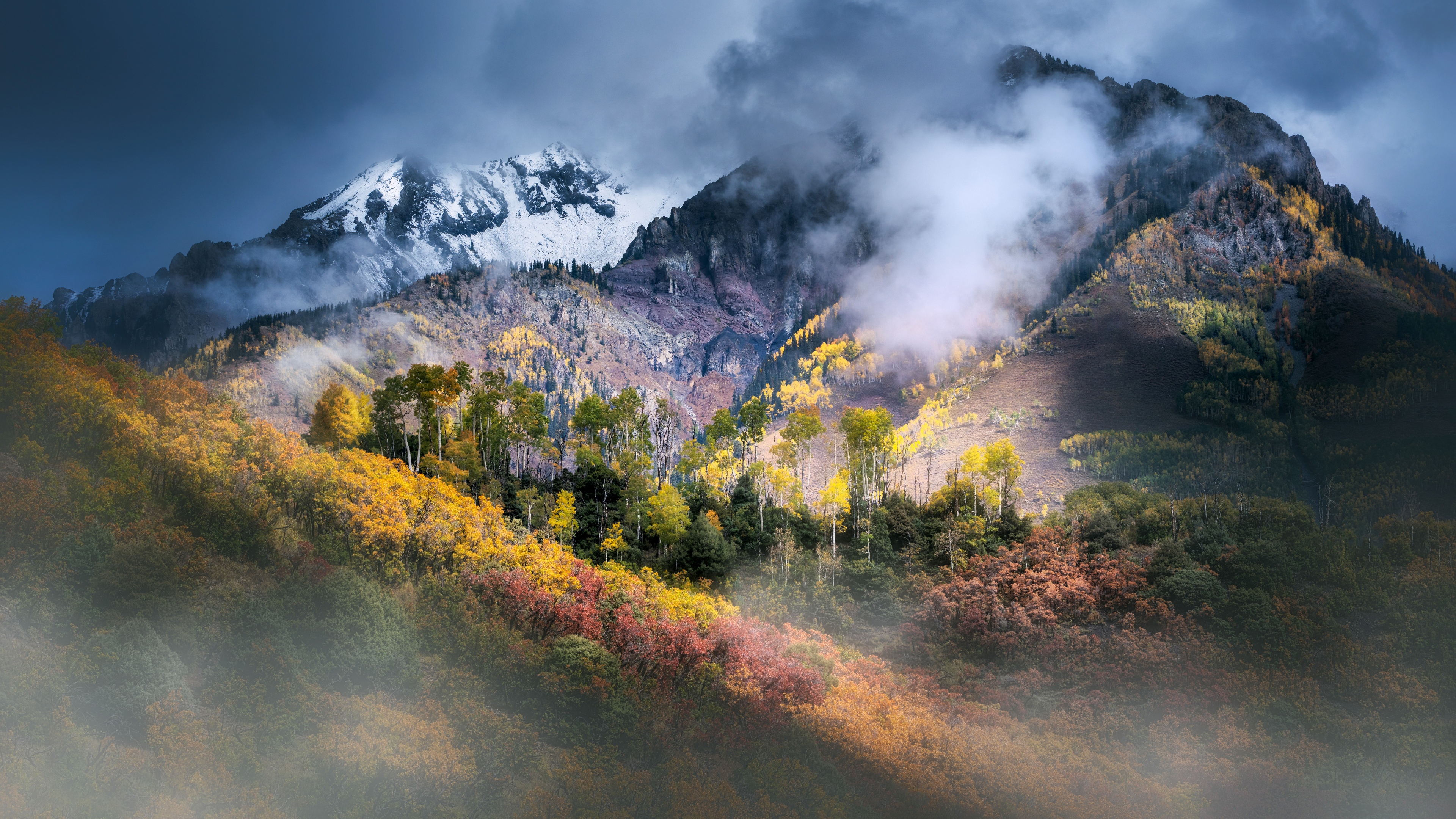 经典摄影 风景 山脉 云 森林 树木 雾 雪 高清壁纸 3840×2160