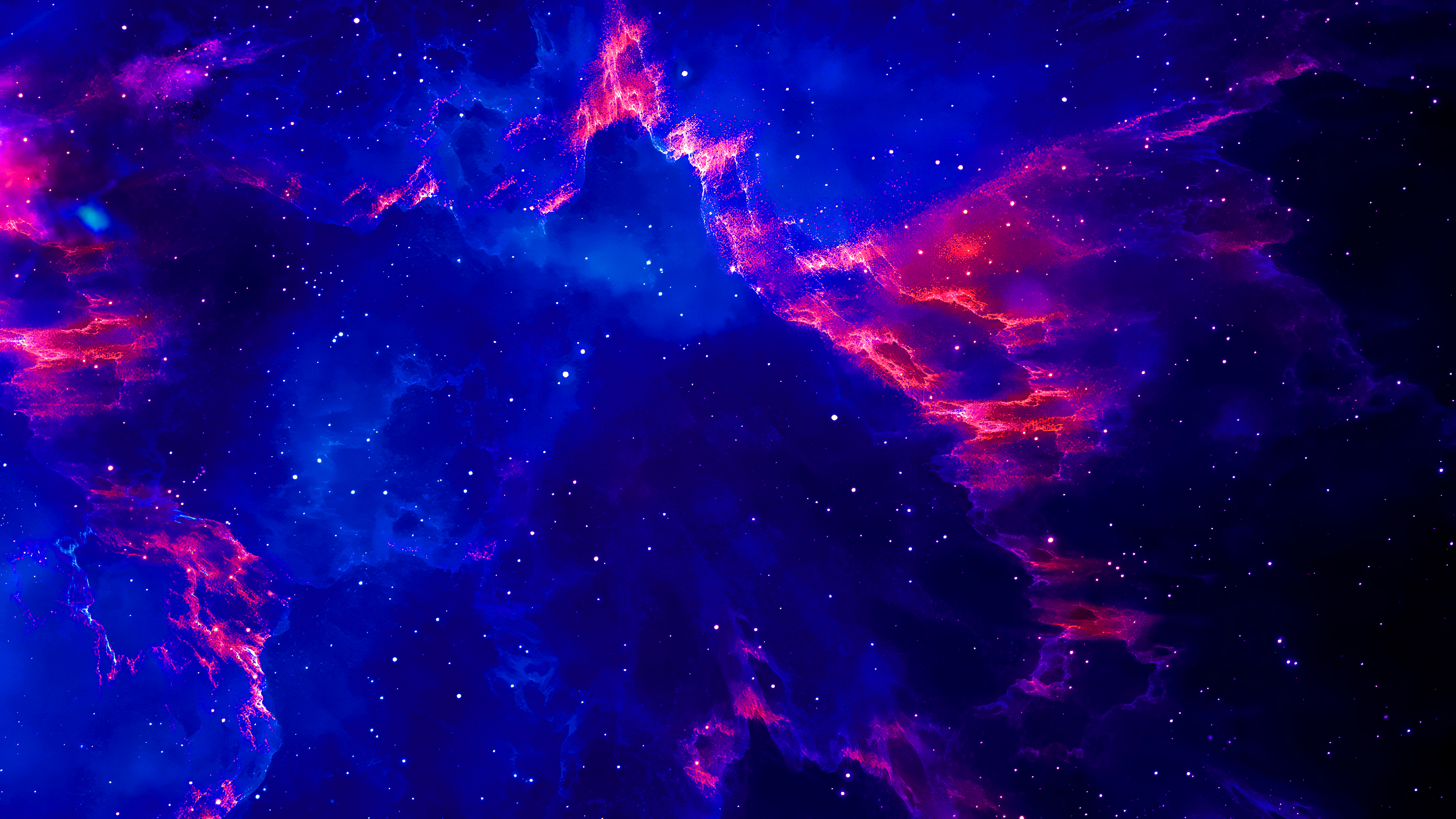 星星 空间 蓝色 红色 霓虹 明亮 壁纸 5120×2880