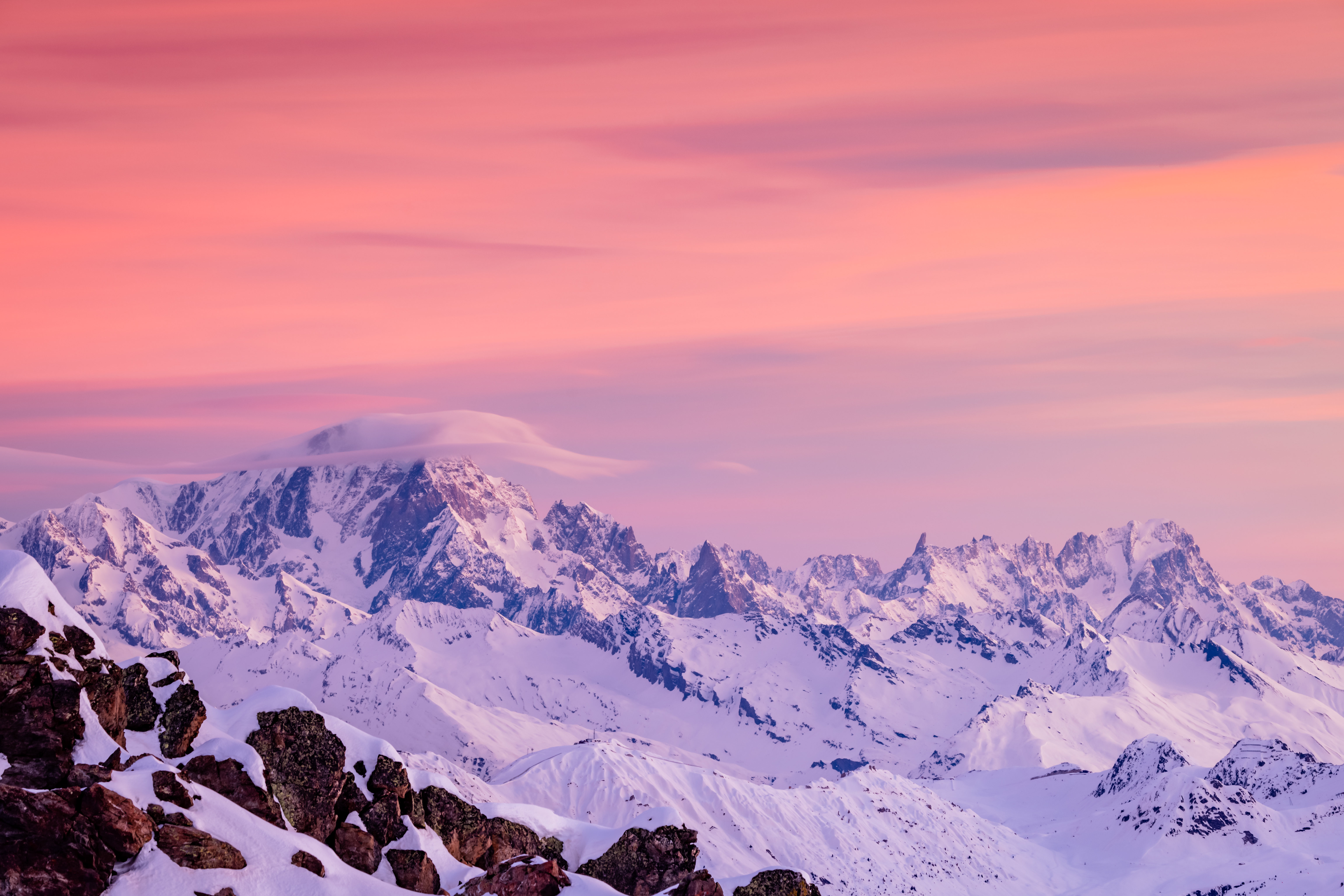 自然 风景 天空 云 山脉 岩石 雪 冬天 4K壁纸 6144×4098