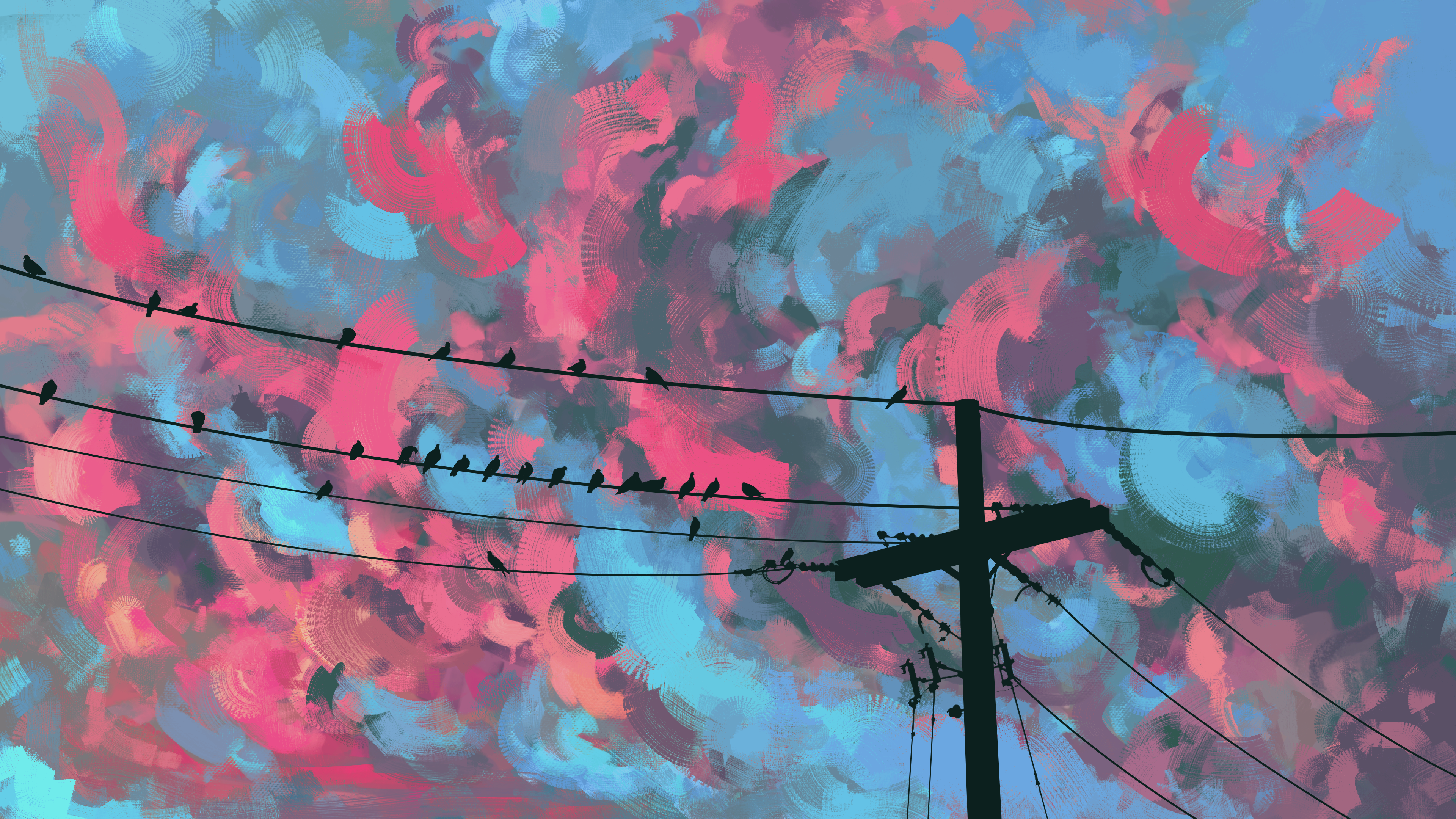 风景 天空 插图 数字艺术 云 夜晚 奇幻艺术 艺术品 绘画 壁纸 3840×2160