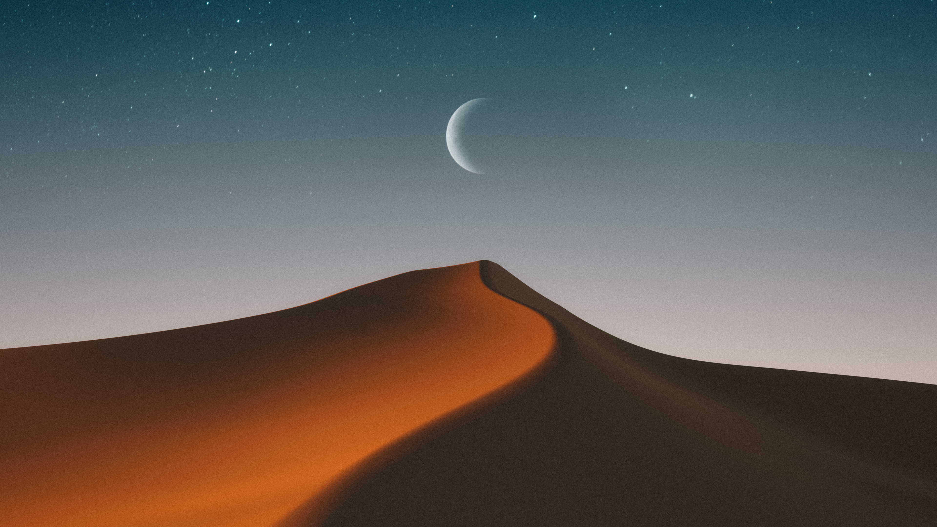 数字 艺术 插图 数字绘画 风景 自然 夜 月亮 星星 天空 沙丘 沙漠 壁纸 3840×2160