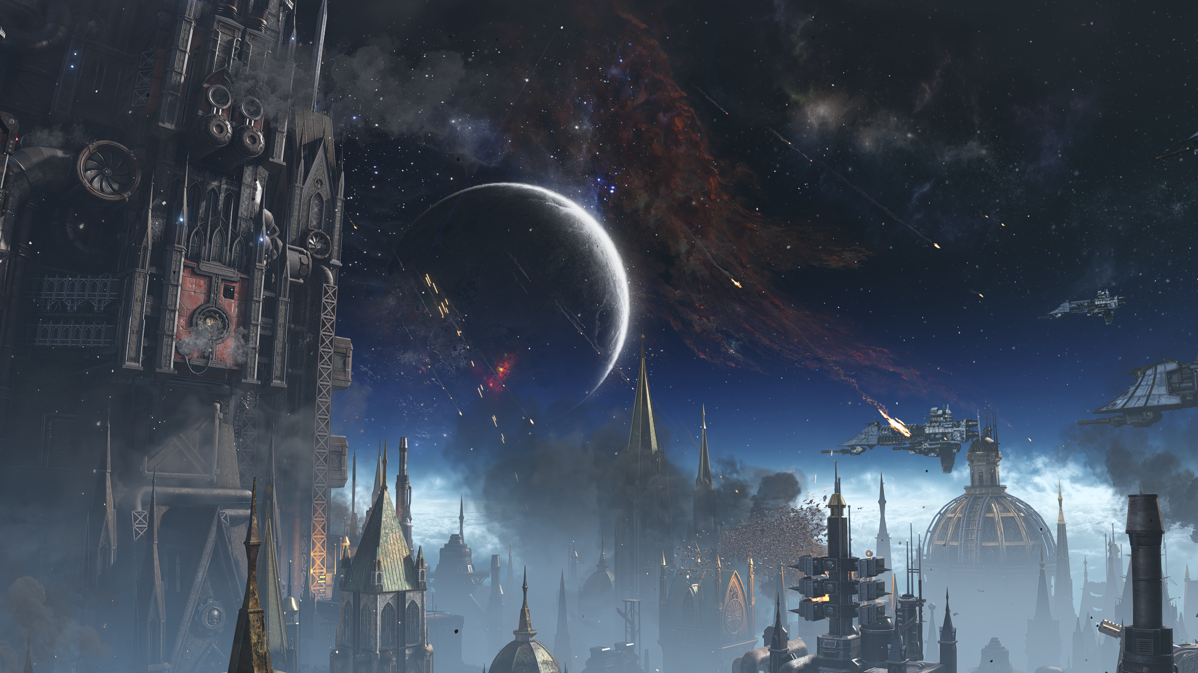唯美电子 游戏 战锤 太空 陆战队 星球 星际大战 战斗 星际 宇宙 飞船 城市 壁纸 3840×2160
