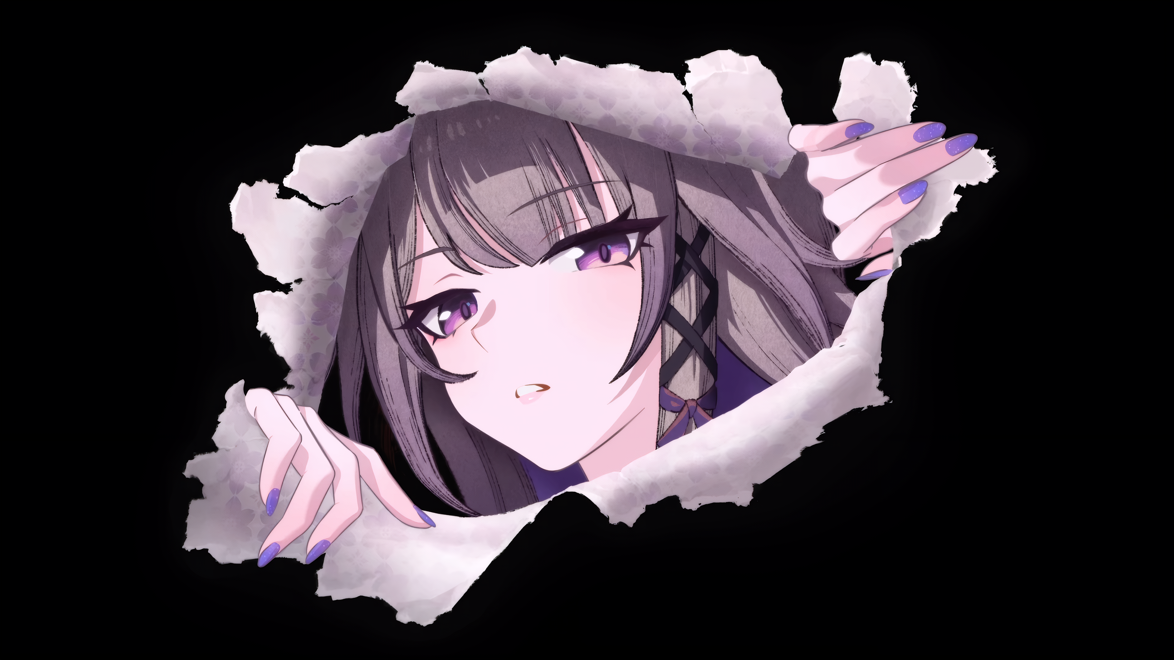 本岛 星铁 赫塔 动漫 女孩 紫色眼睛 紫色指甲 女性 壁纸 3840×2160