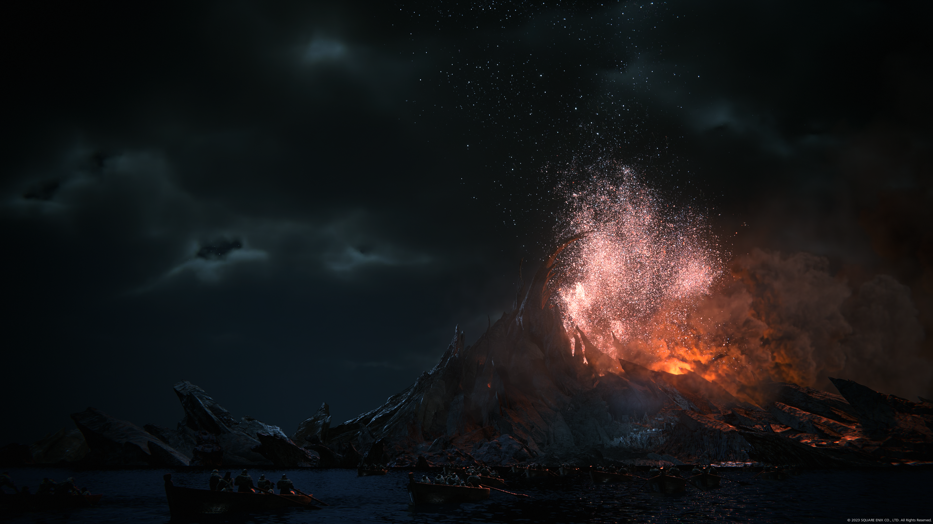 电子 游戏 角色 最终幻想VI 电影 主角 JRPG 最终幻想 屏幕截图 CGI 夜晚 天空 火山 桌面壁纸 3840×2160