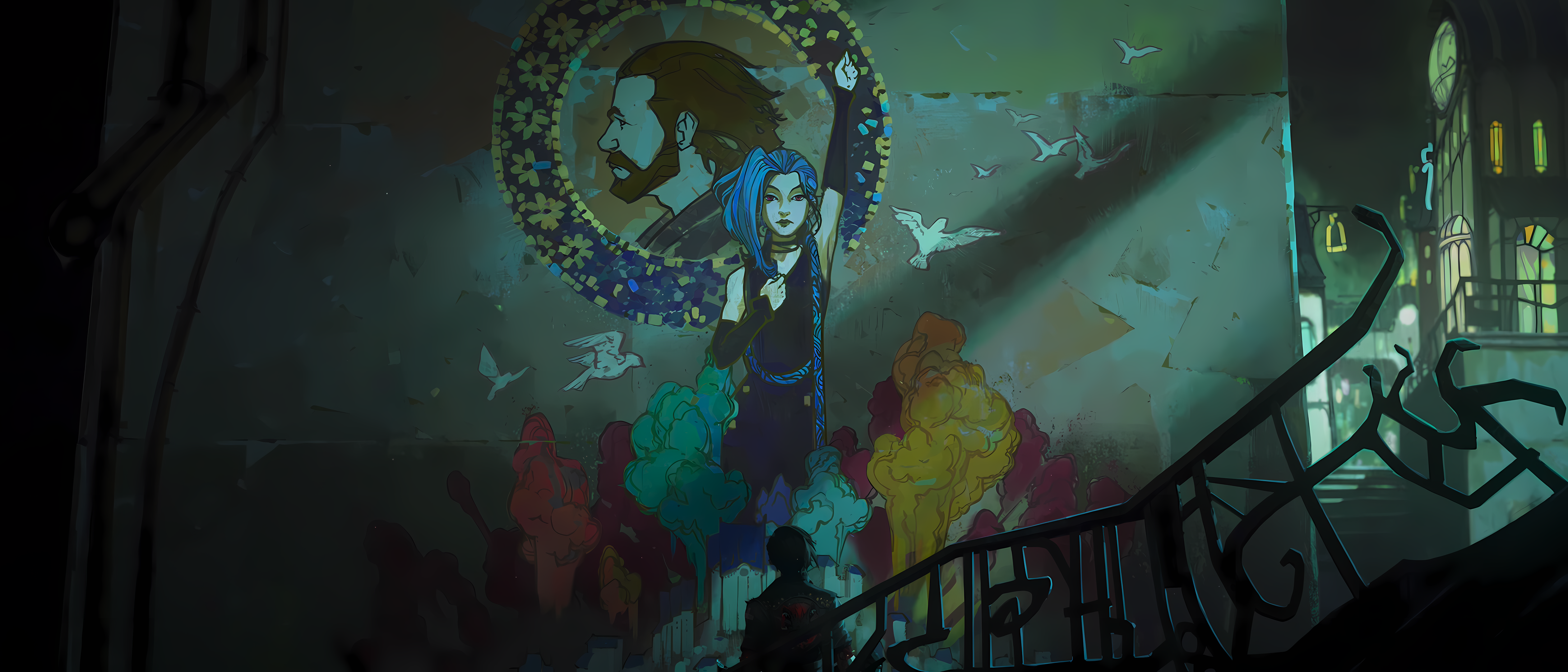 精选英雄联盟 双城之战 电视剧 绘画 街头 艺术 高清壁纸 5043×2160