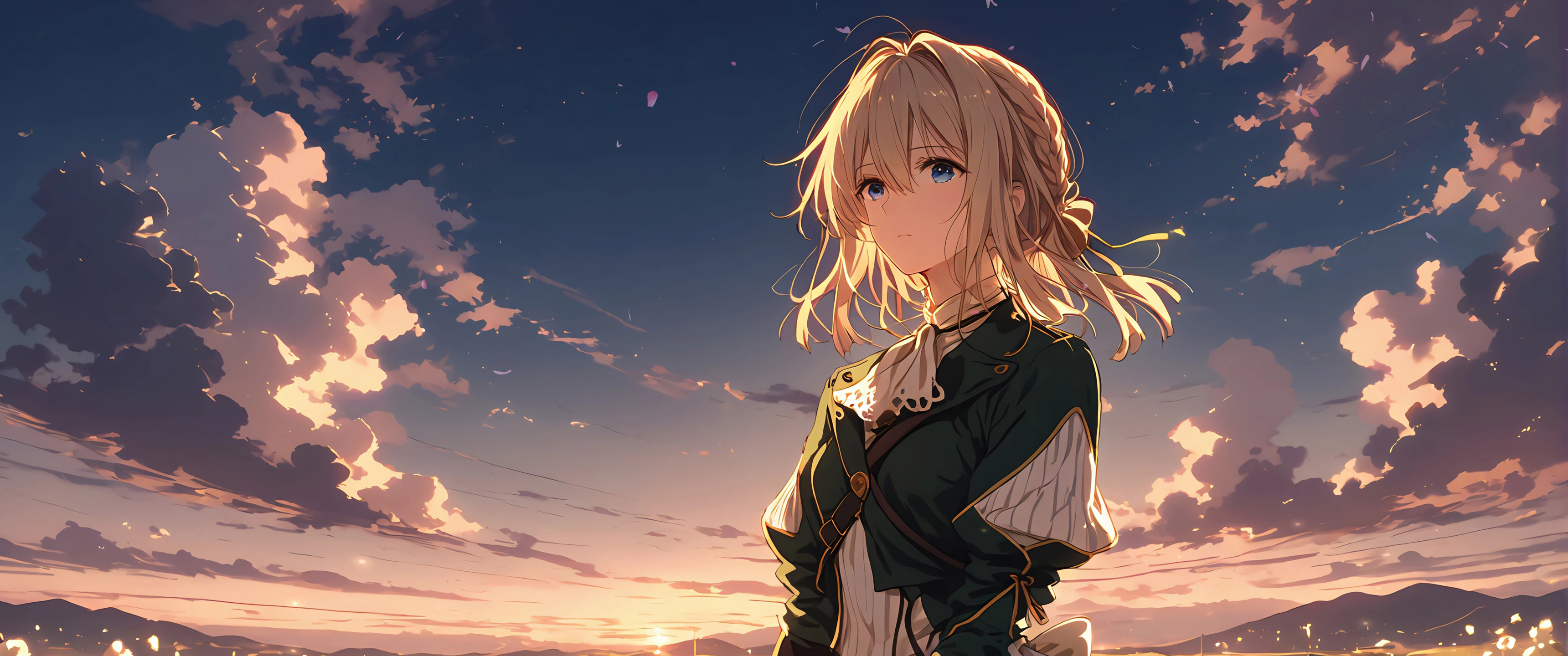薇尔莉特 傍晚 带鱼屏 2K 壁纸 3440×1440