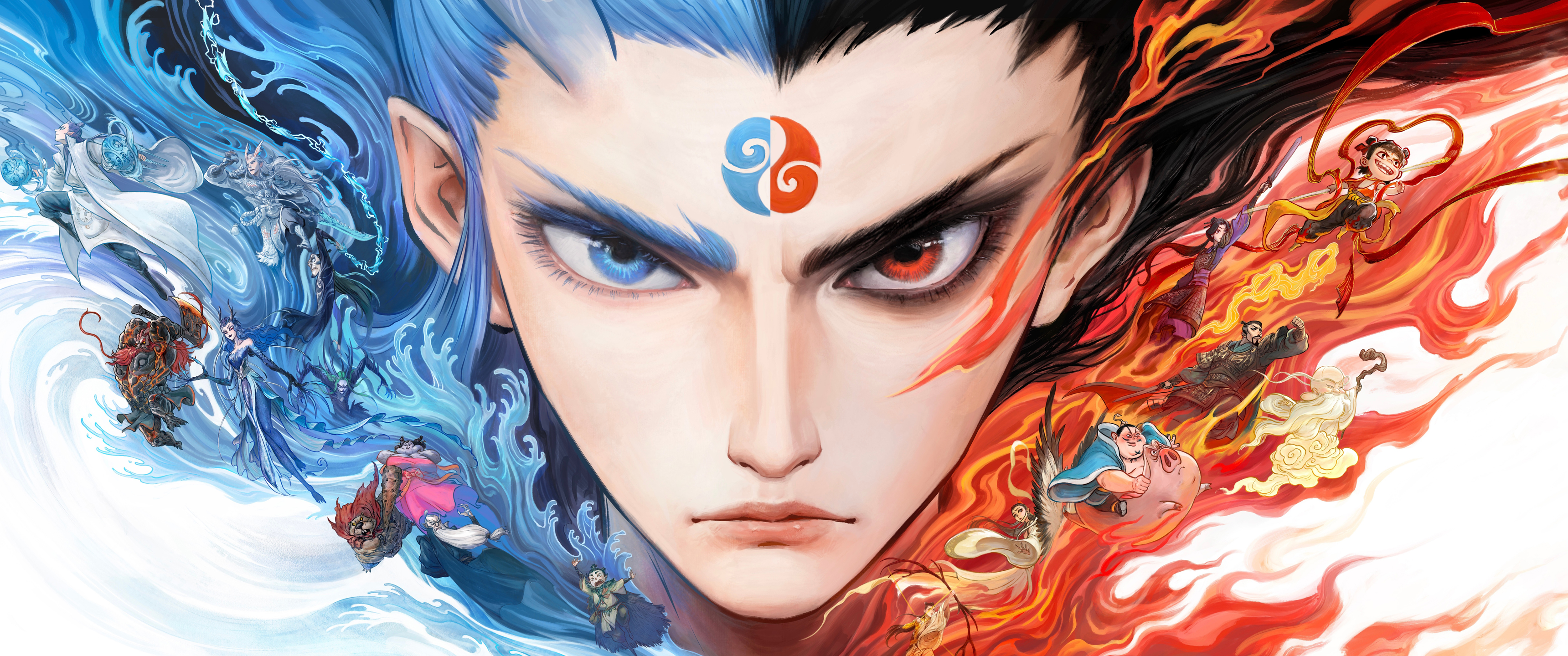 哪吒 敖丙 三界往事 海报 带鱼屏魔童闹海 2K 4K高清壁纸 3440×1440
