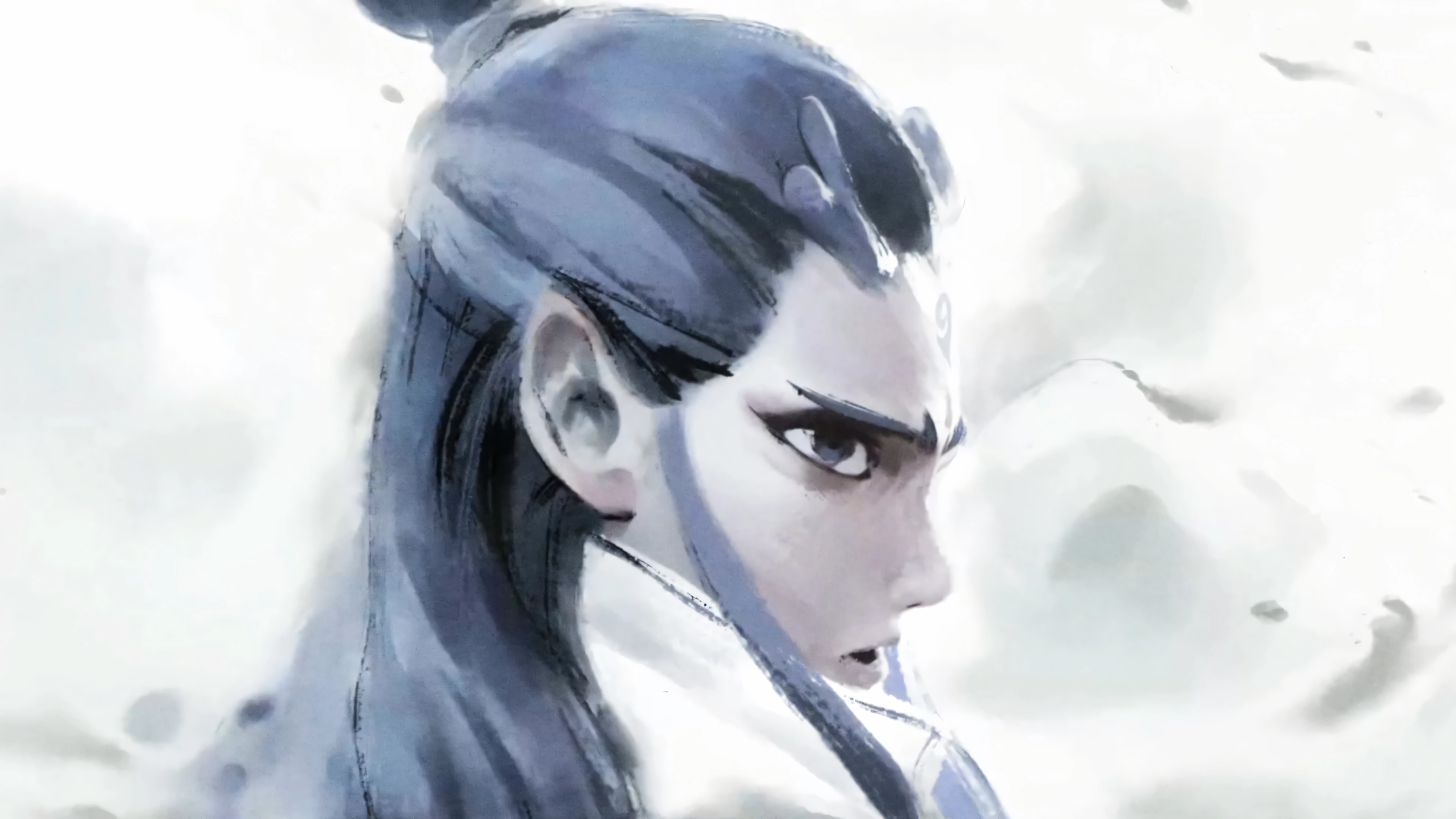 敖丙 水墨 哪吒 魔童闹海 壁纸 3840×2160
