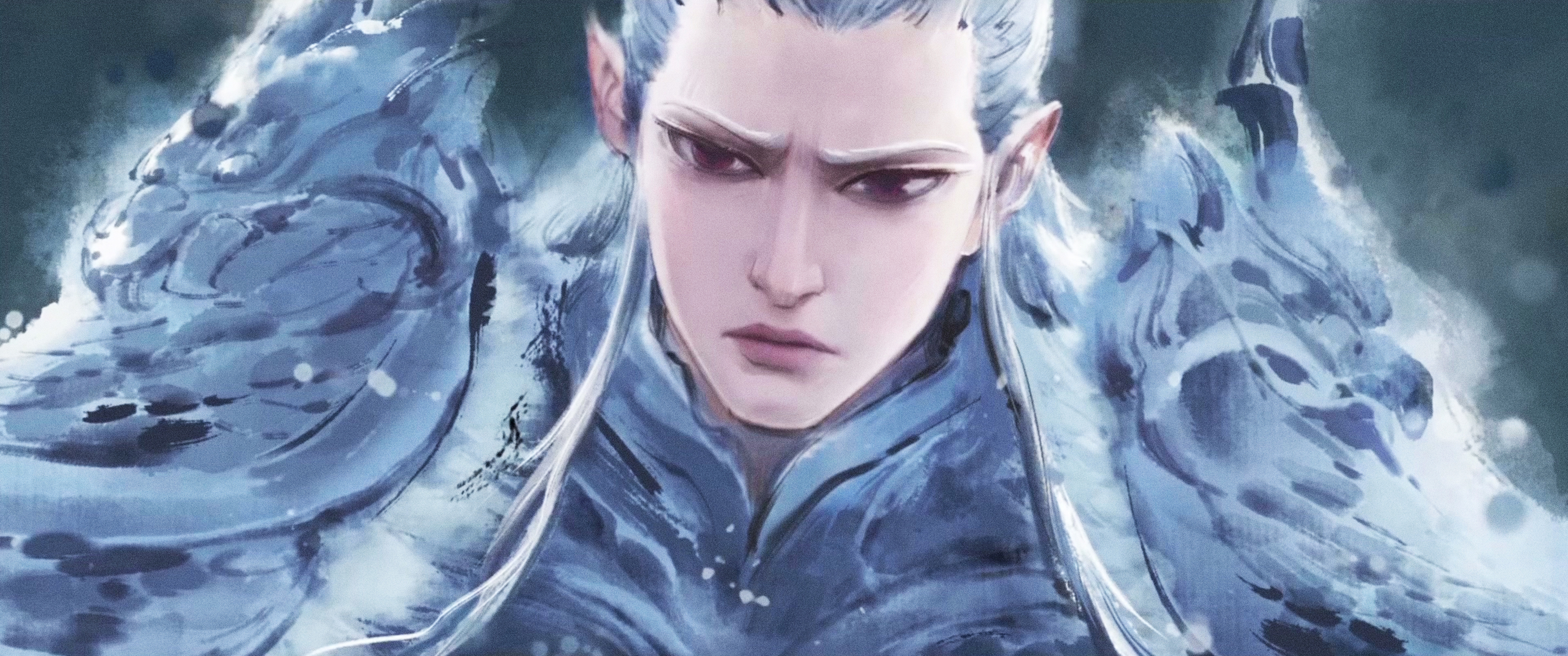 经典敖光 水墨 高清 带鱼屏哪吒 魔童闹海 2K 4K壁纸 3440×1440