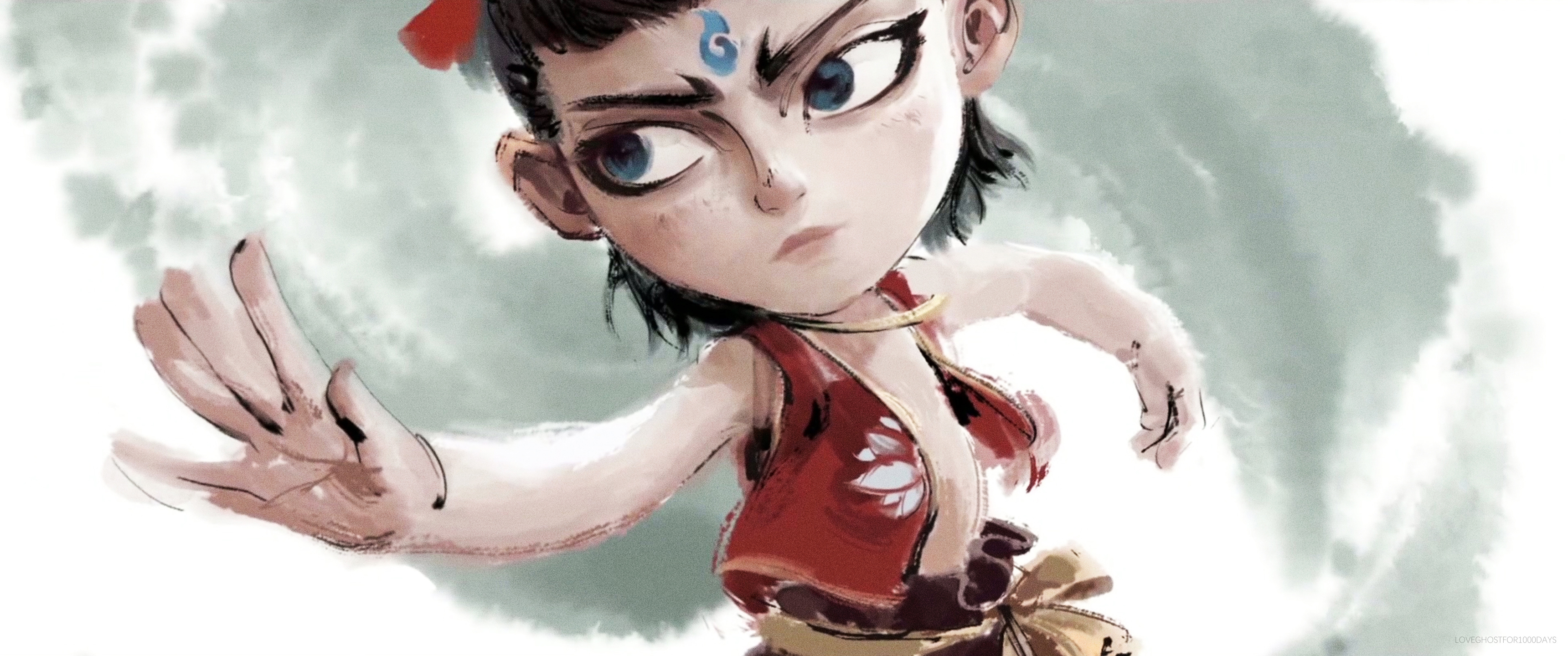高清水墨 哪吒 唯美 带鱼屏魔童闹海 2K 高清壁纸 3440×1440