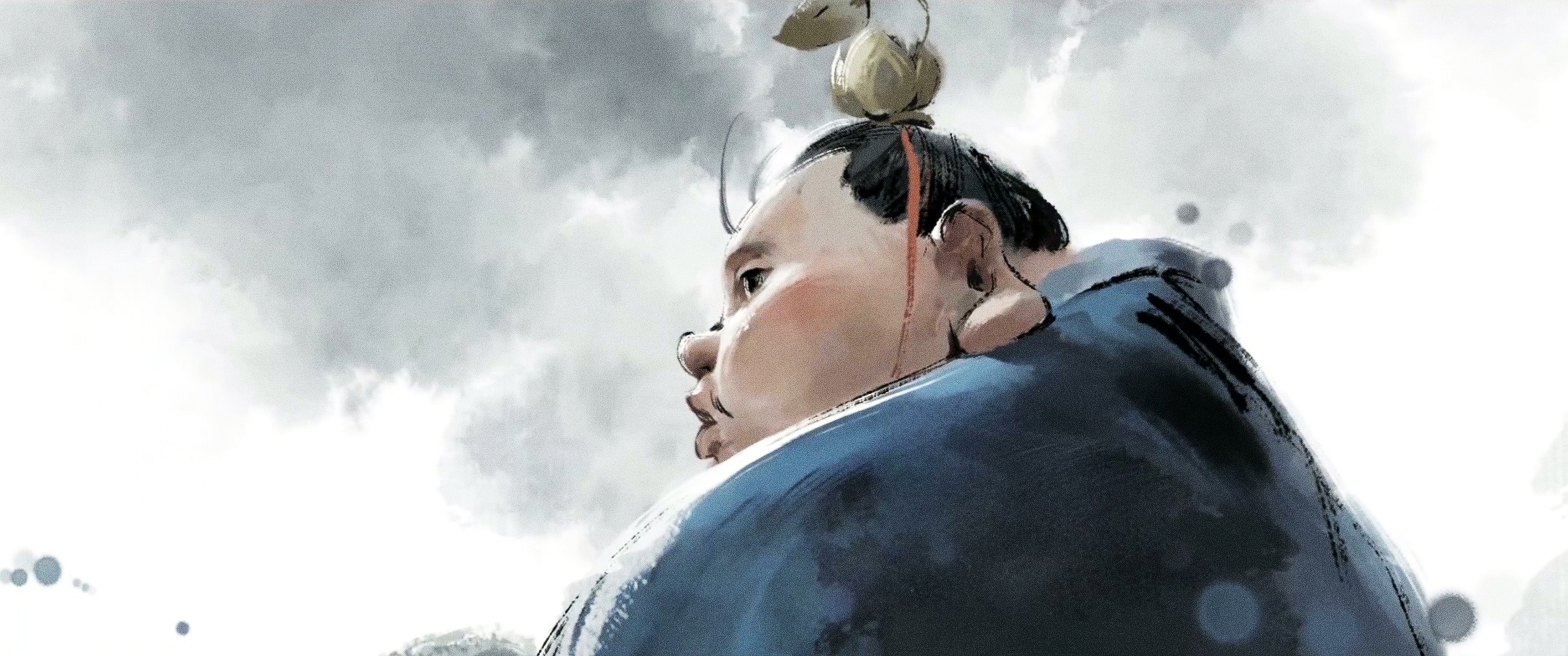 热门太乙真人 水墨 带鱼屏魔童闹海 哪吒 2K 高清壁纸 3440×1440