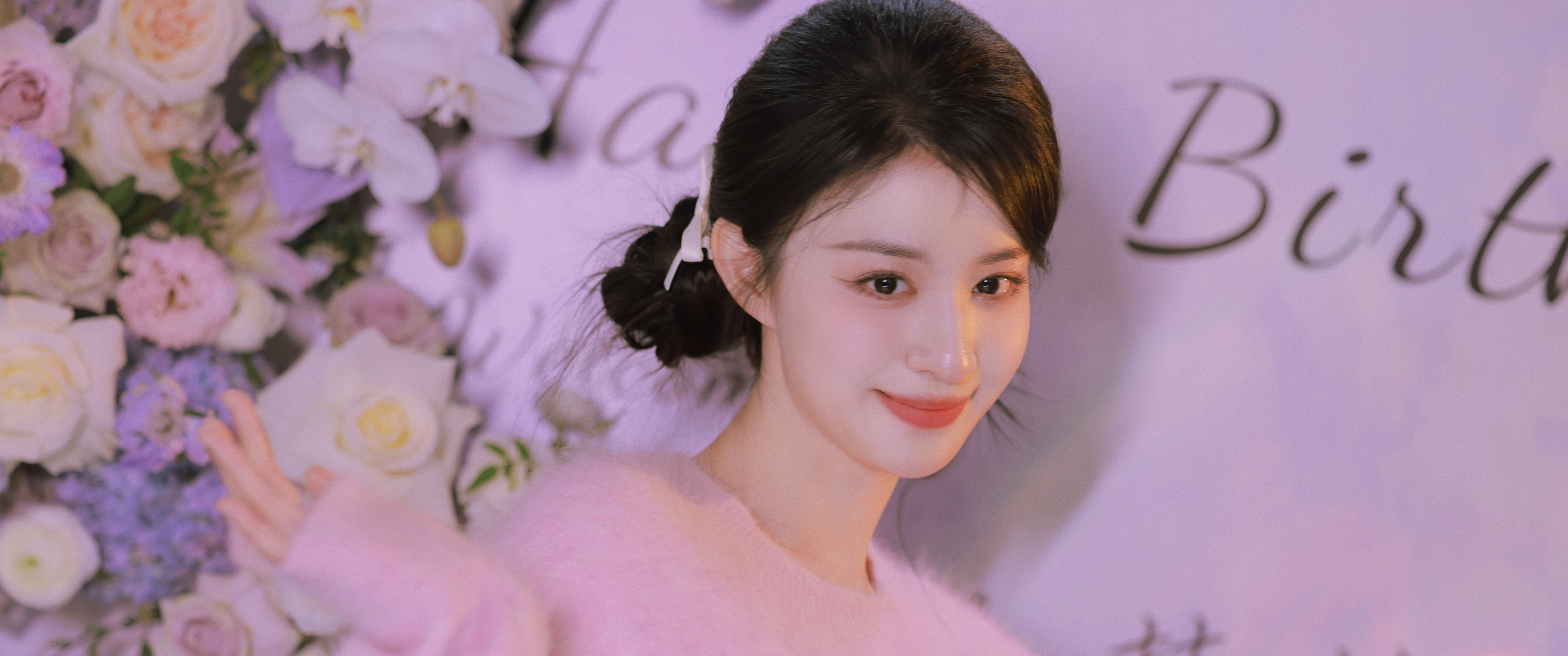 粉色毛衣 可爱 美女 王楚然 带鱼屏 2K 壁纸 3440×1440